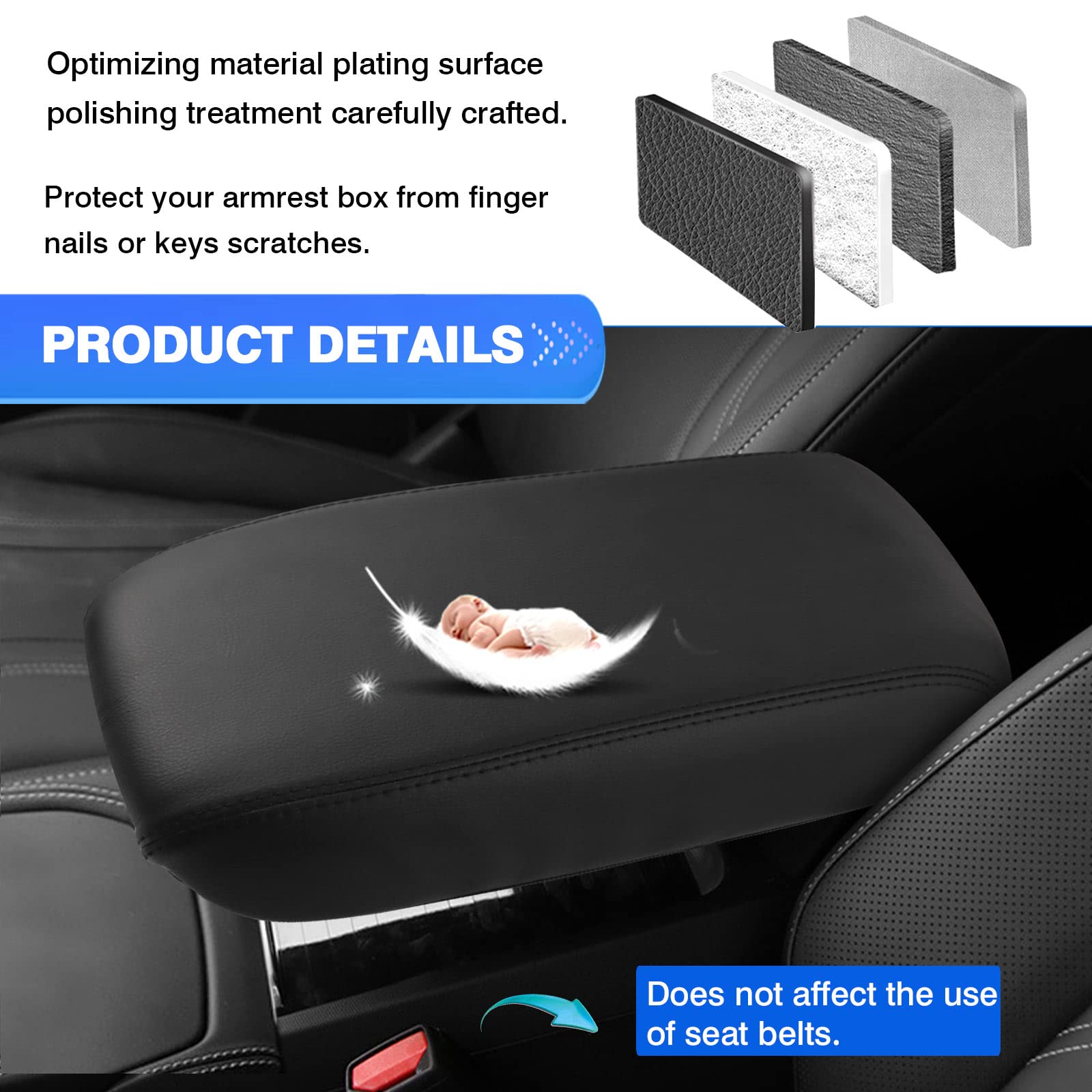 Autorder Center Console Cover For 2022 2023 2024 2025 Ford Maverick Accessories Armrest Cover Anti-Scratch Middle Console Pad Leather Armrest Protector