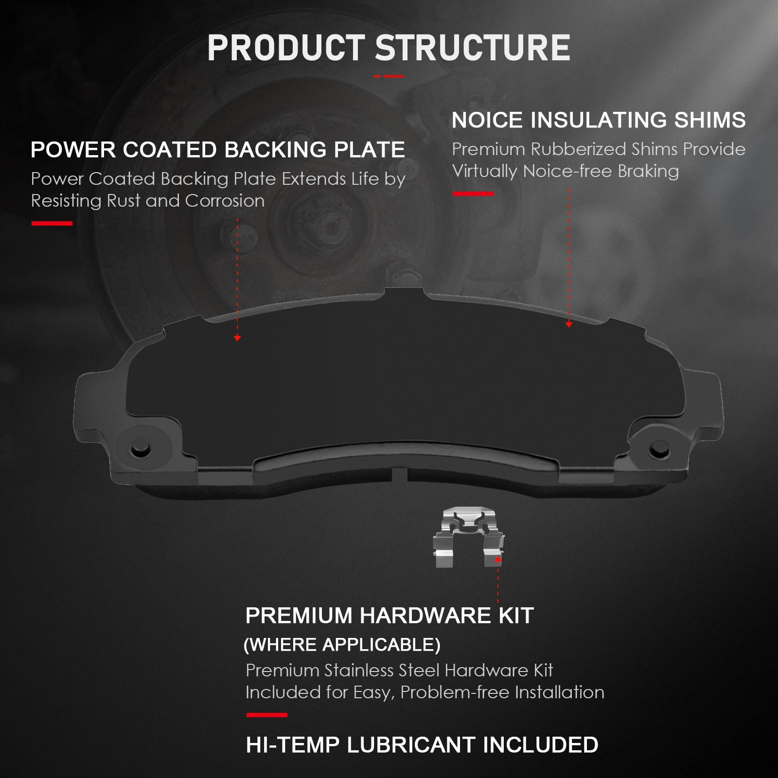 Cciyu D833 Front Ceramic Brake Pads Kits 4Pcs Fit For Chevy Equinox,Explorer, For Ford Explorer Sport Trac,Ranger,For Mazda B300