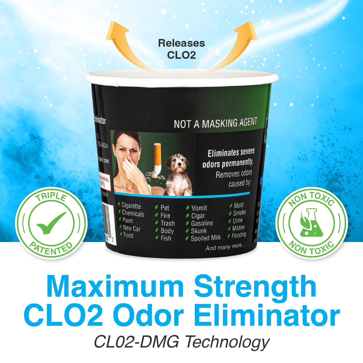 Biocide Systems Auto Shocker Strong Quick Release Car Odor Eliminator, Eco-Friendly Smell Remover for Tough Odors in Vehicle Int