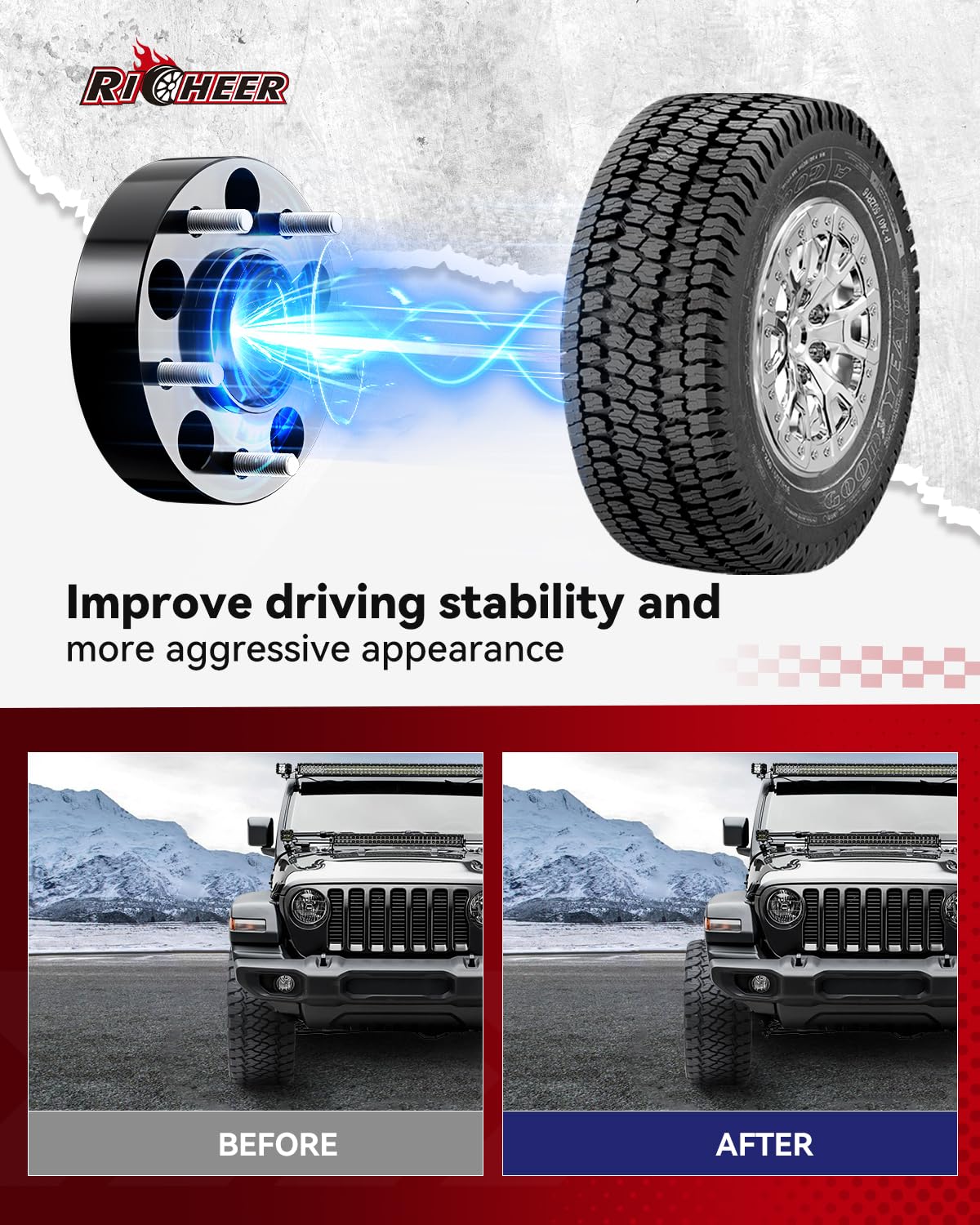 Richeer 1.5 Inch 5X5 Wheel Spacers For 2018-2024 Wrangler Jl, 2011-2024 Grand Cherokee Wk2 Wl, 2019-2024 Gladiator Jt, 2011-2023 Durango, 5X127Mm Forged Wheel Spacer With 14X1.5 Studs & 71.5Mm Bore