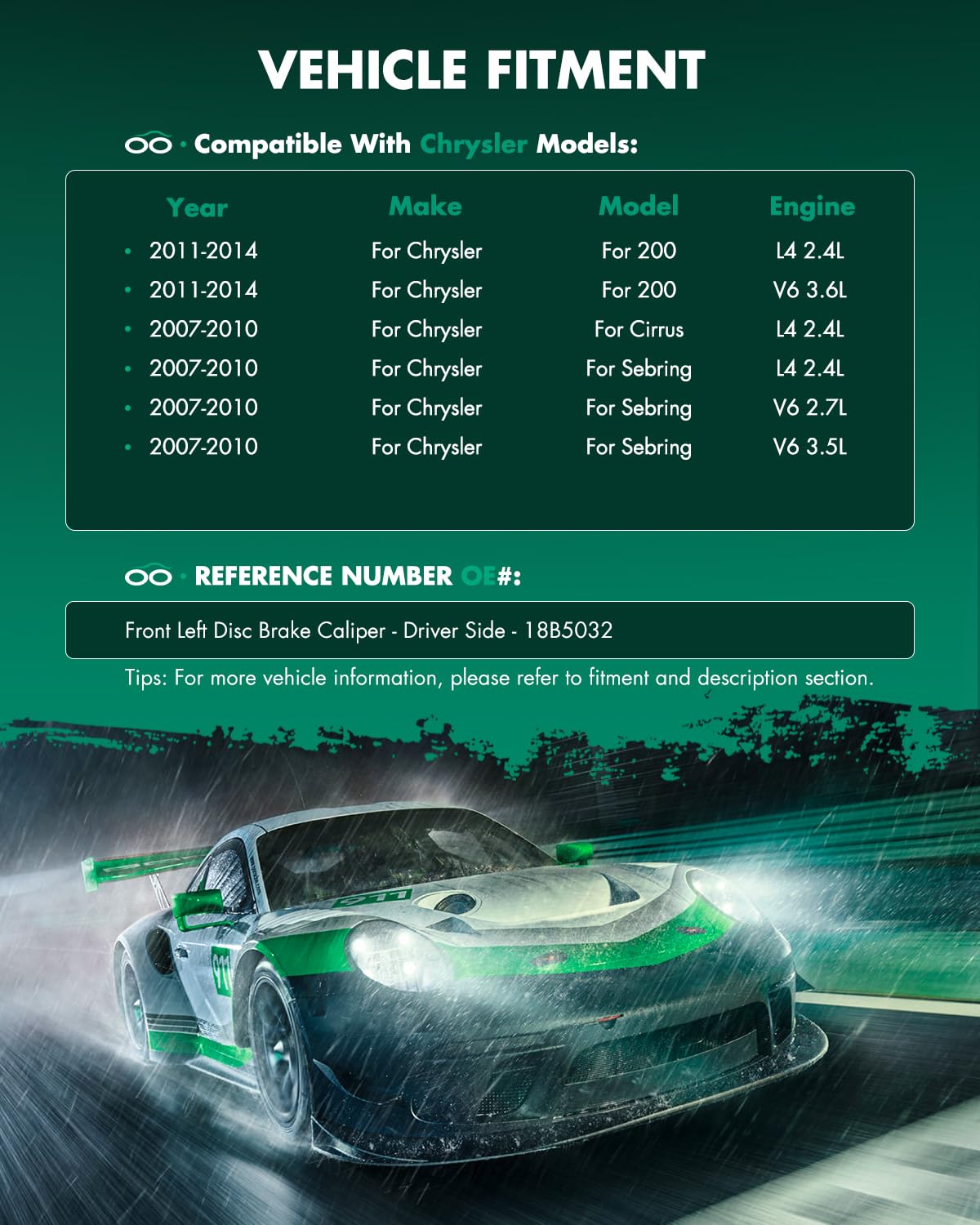Scitoo Front Left Brake Caliper With Bracket 18B5032 Compatible For Chrysler 0 /Sebring, For Dodge Avenger 08-14 For Dodge Calib