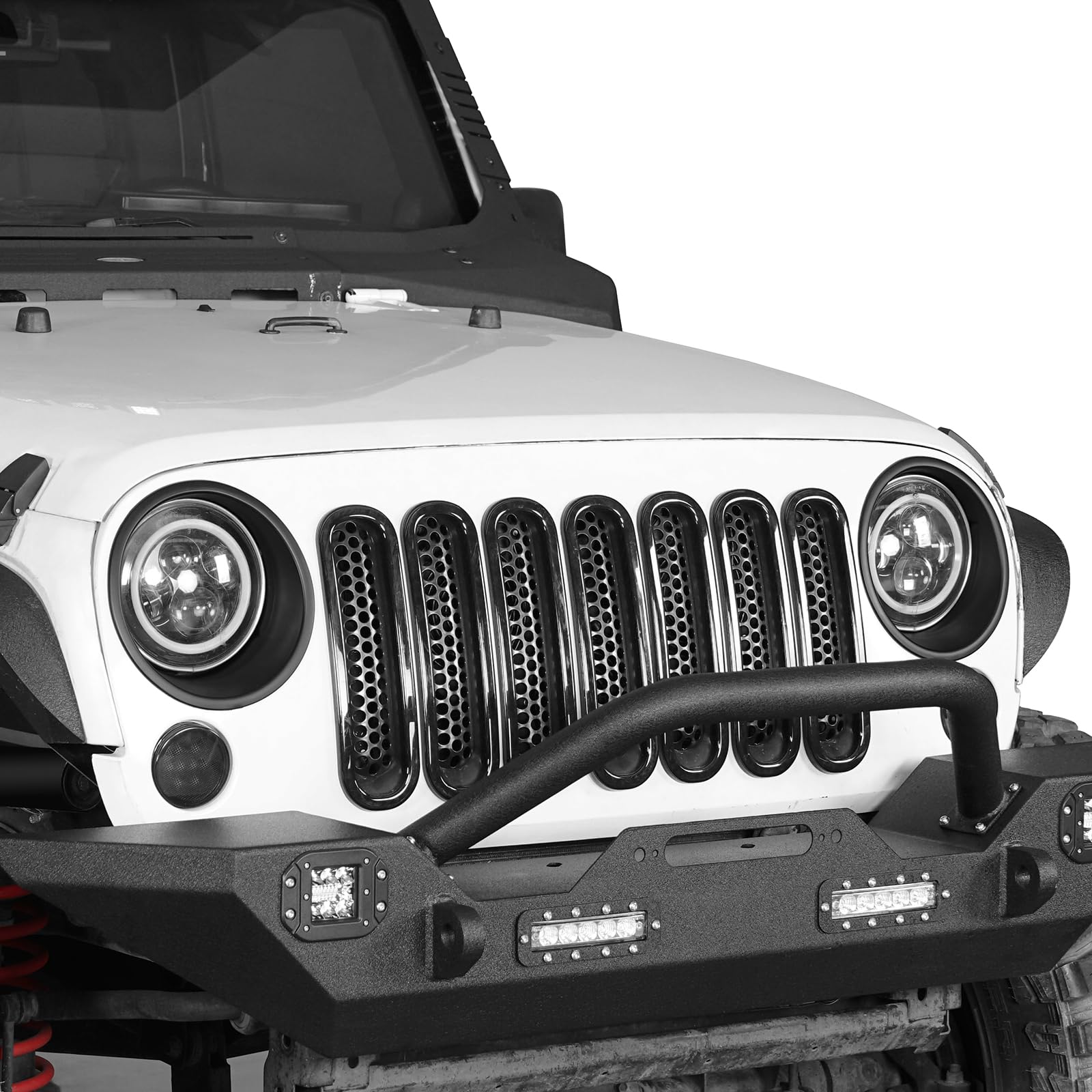 Hooke Road Matte Black Headlight Bezels Headlight Cover Trim For 2007-2015 Jeep Wrangler Jk & Wrangler Unlimited