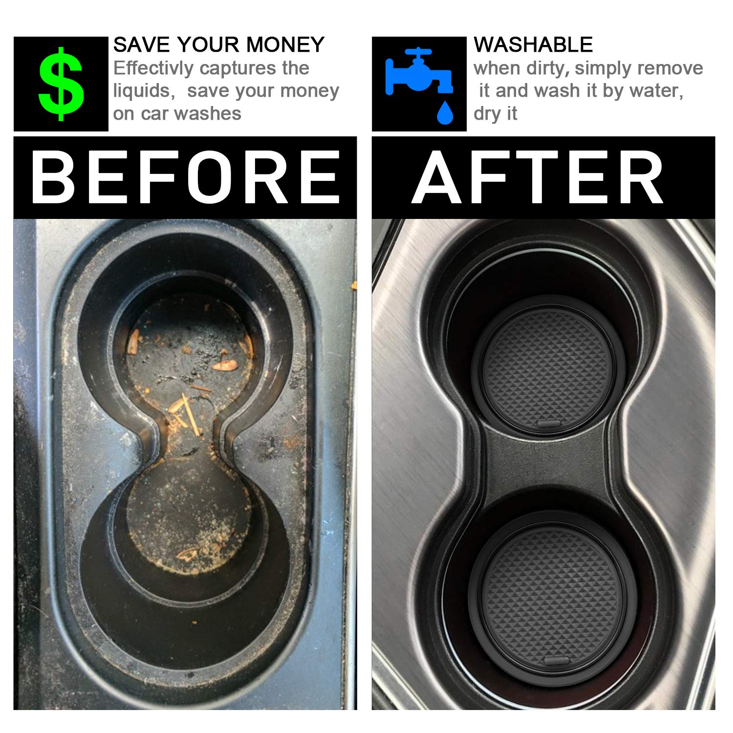 SENSHINE for Honda CR-V CRV Accessories 2020 2021 2022 Cup Holder Insert Center Console Liner Trim Door Packet Mats Non-Slip Ant