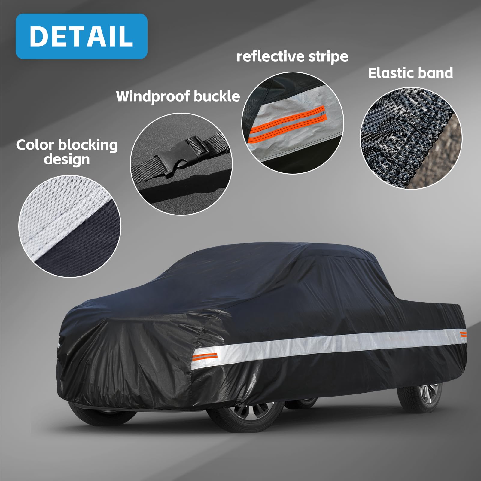 Holthly 10 Layers Truck Cover Waterproof All Weather. Pickup Truck Cover Rain Snow Uv Dust Protection. Length: 210-230 Inches, U