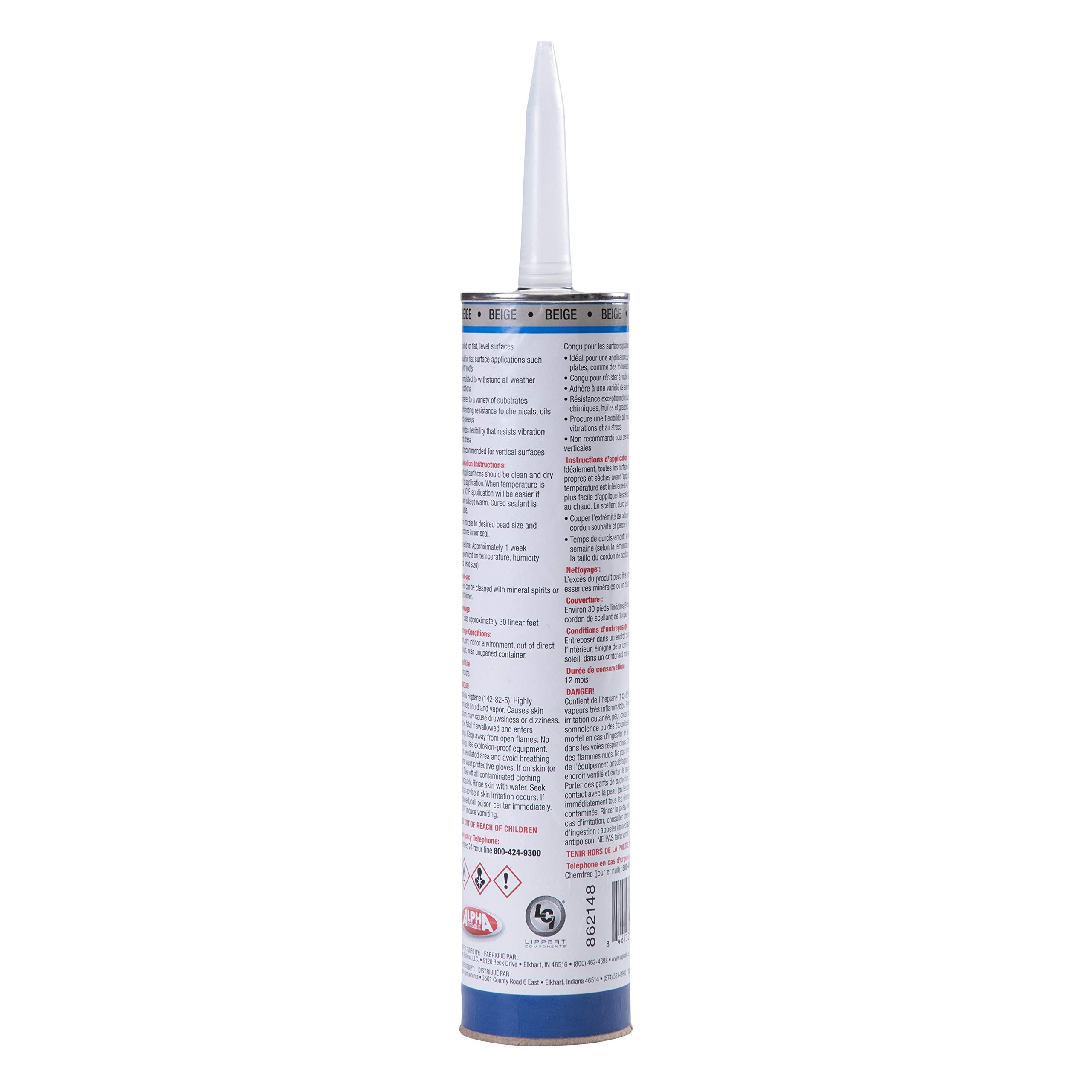 Alpha Systems 862148 N1021 High Solids Low V.O.C. Self-Leveling Sealant-11 Oz. Tube, Beige (Qty 4)