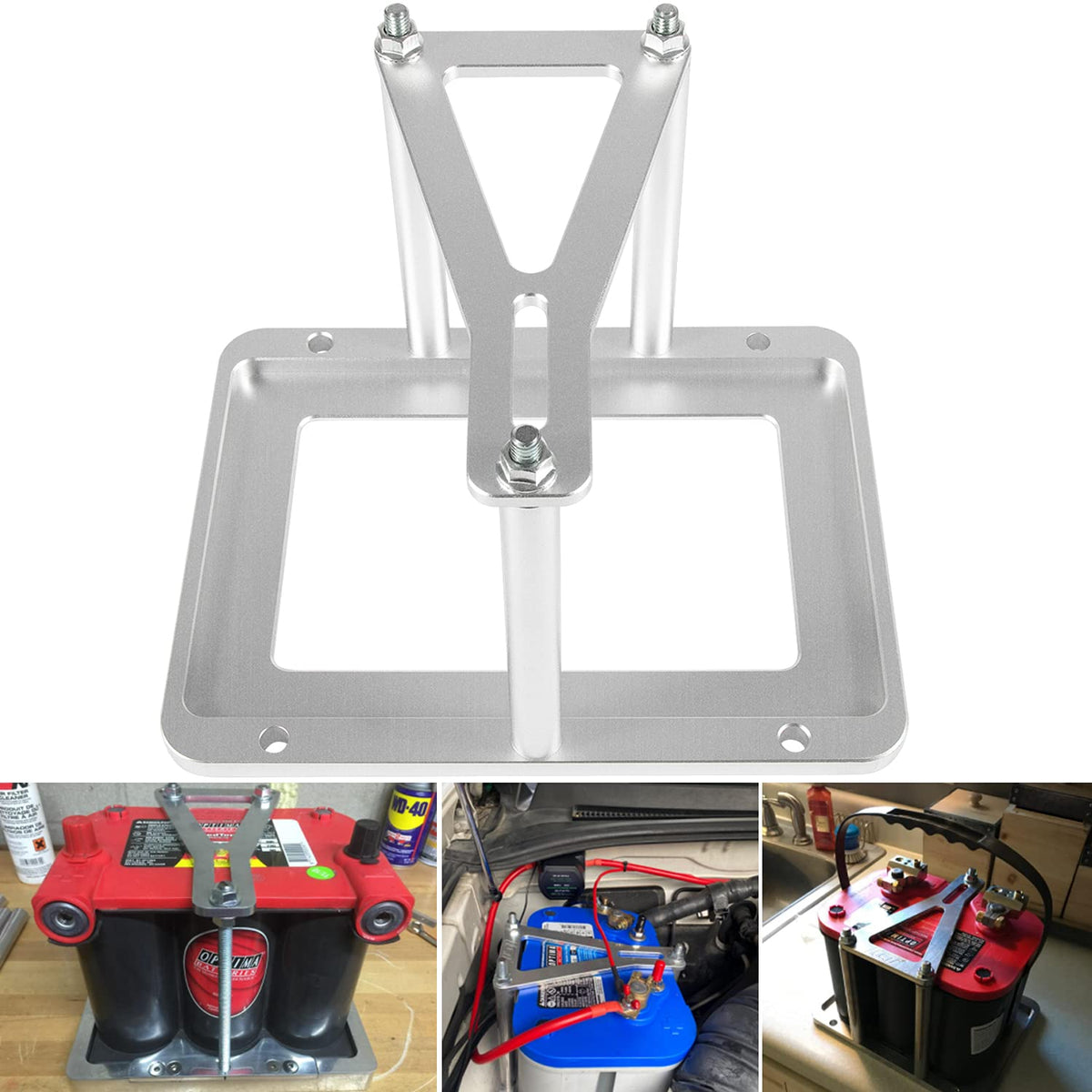 Universal Battery Tray Hold Down Trunk Battery Relocation Box Aluminum Fits For Optima Race Racing Mount Red Yellow Blue Top 34 34/78 D34 D34/78 34M D34M