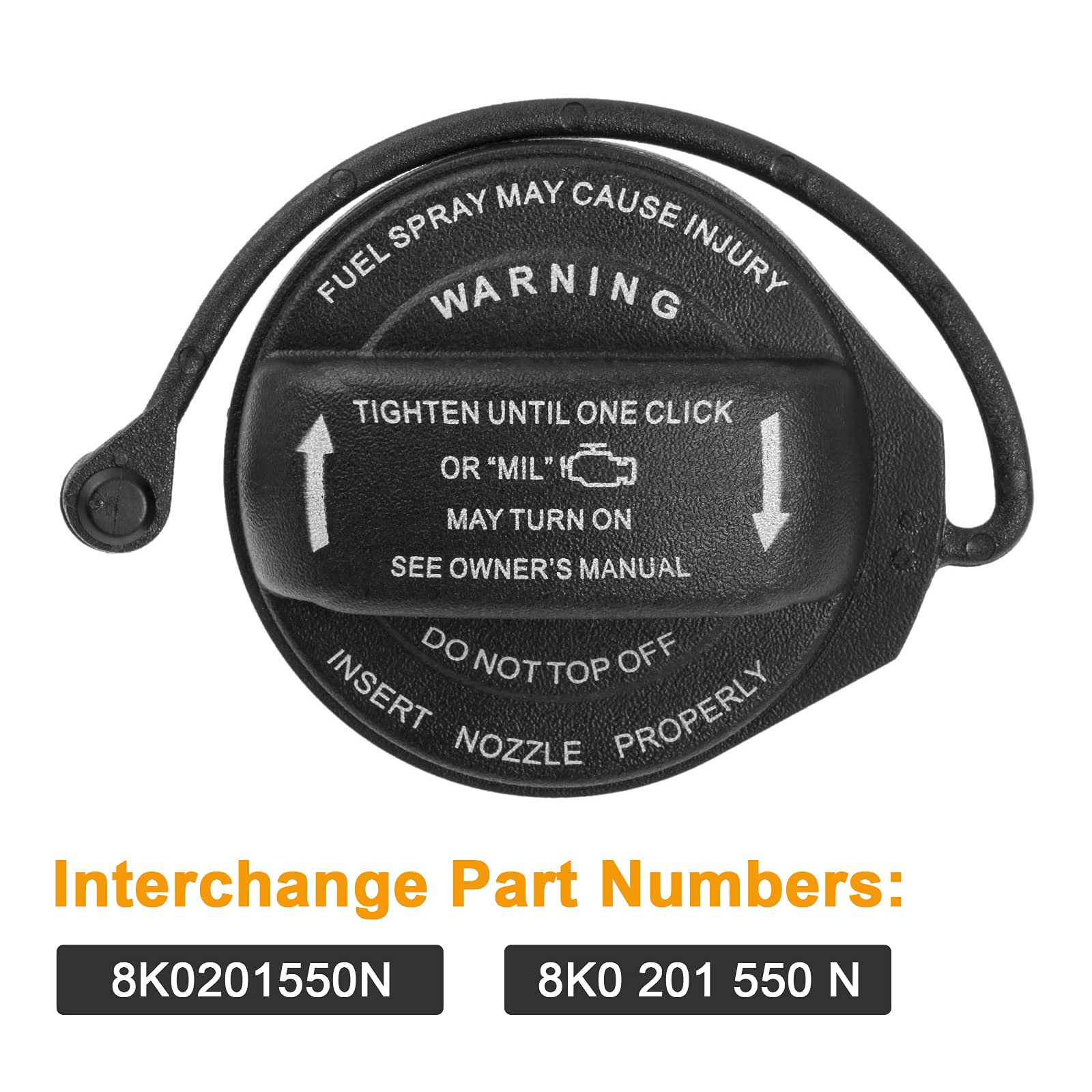 Gas Cap 8K0201550N, Fuel Tank Cap Compatible With Audi - A4 A4 Quattro A5 A5 Quattro A8 Quattro Q5 Rs5 S4 S5 S8 Sq5 Allroad, Replace 8K0 201 550N Fuel Filler Cap