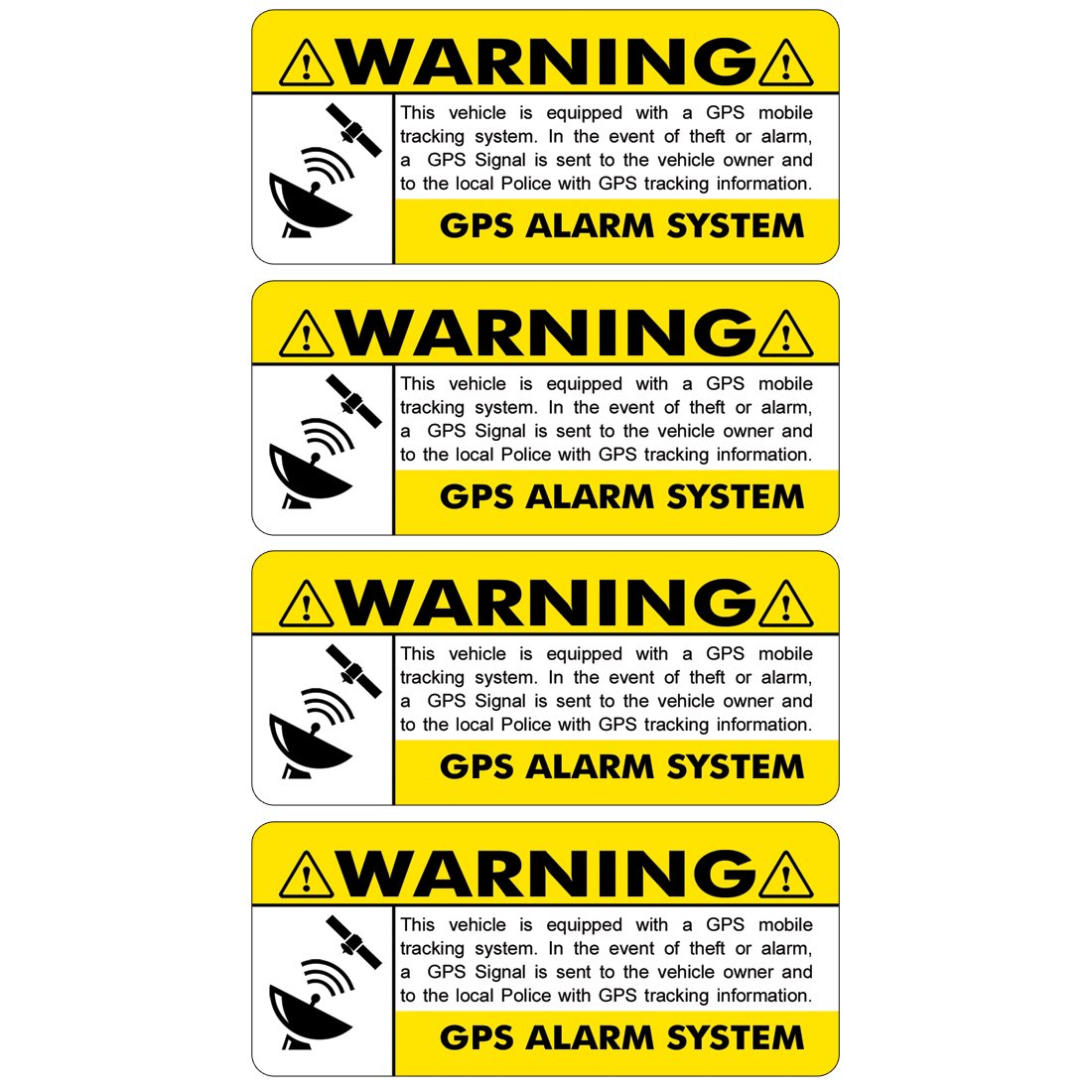 Gps 4 Pack 3.5''X1.5'' Yellow Anti Theft Stickers #Fs009 Vehicle Security System Alarm Decal Car Truck