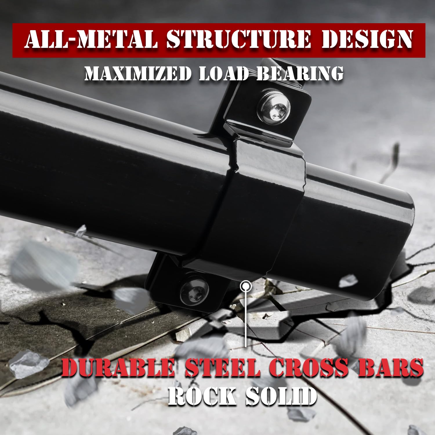 Kitspro 400Lb Roof Rack Cross Bars For 2015-2024 Ford Transit Cargo 150 250 350 Hd, Gloss Black Heavy Duty Stainless Steel Cargo Crossbar, Pack Of 3