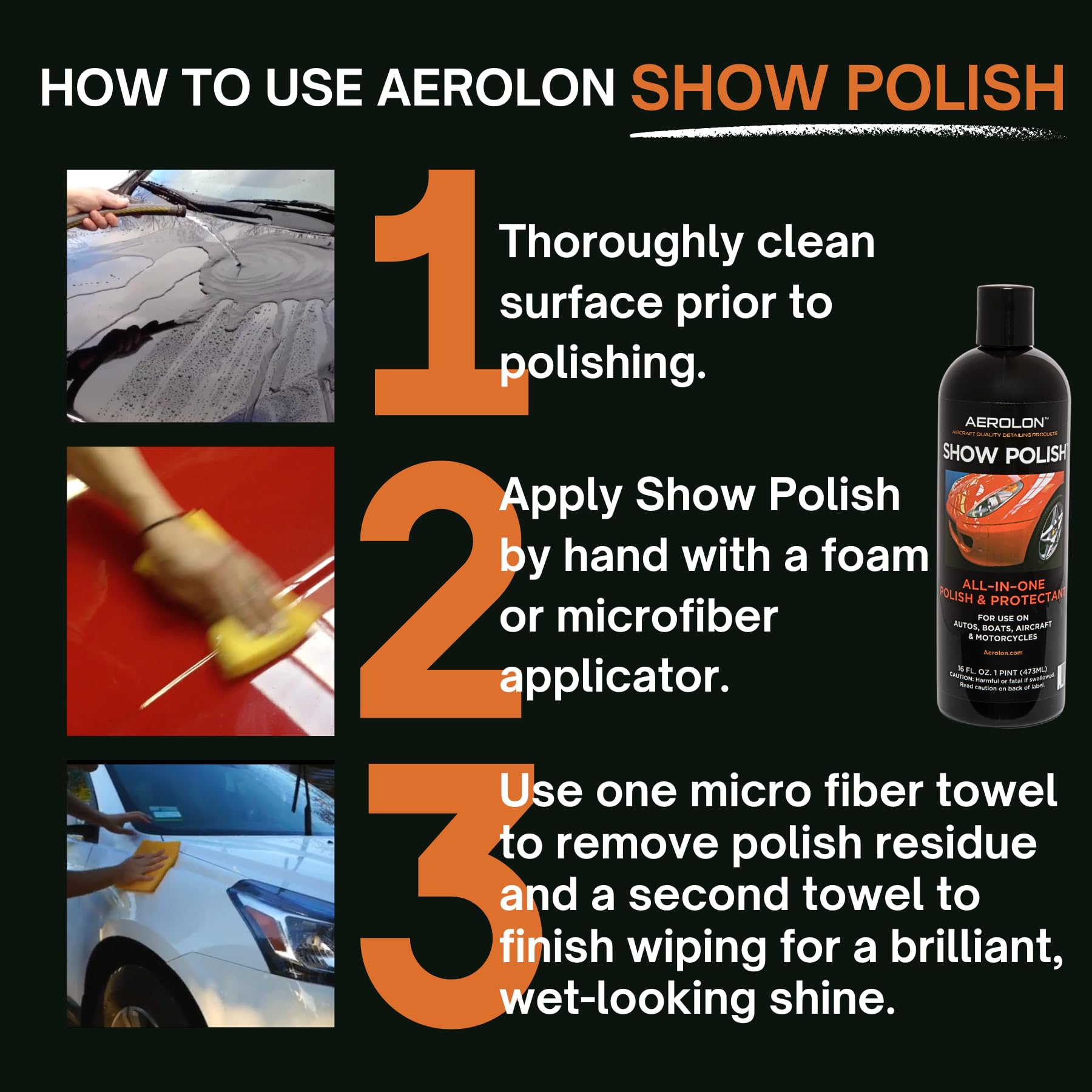 Aerolon Show Polish: High Gloss Polish And Base Coat Sealer, Liquid Car Wax Shine With Polymer Paint Sealant Protection, Base Co