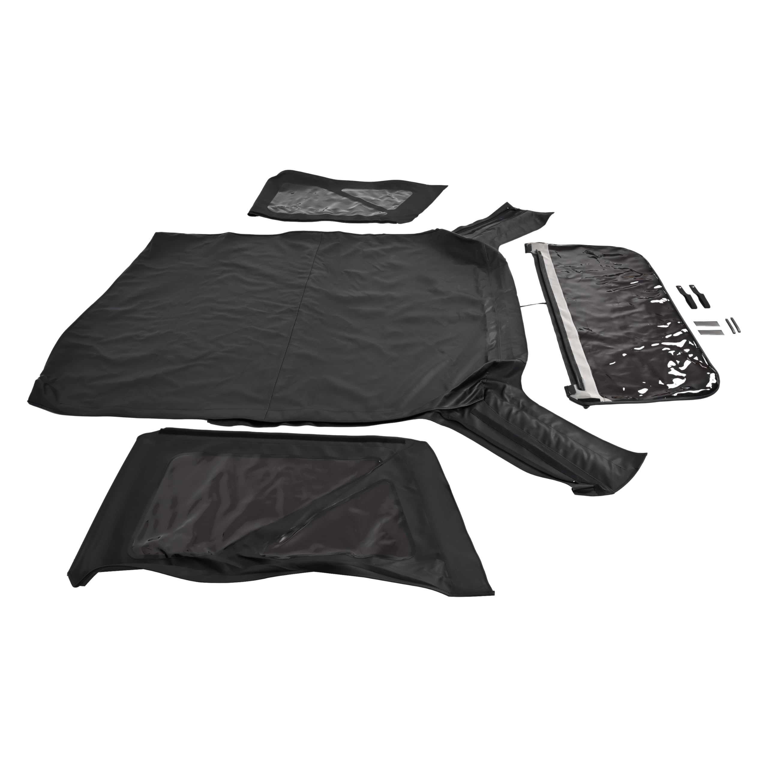 HECASA Soft Top Replacement Compatible with 2007-2018 Jeep Wrangler 2 Door Models w/Removable Side Back Window Black