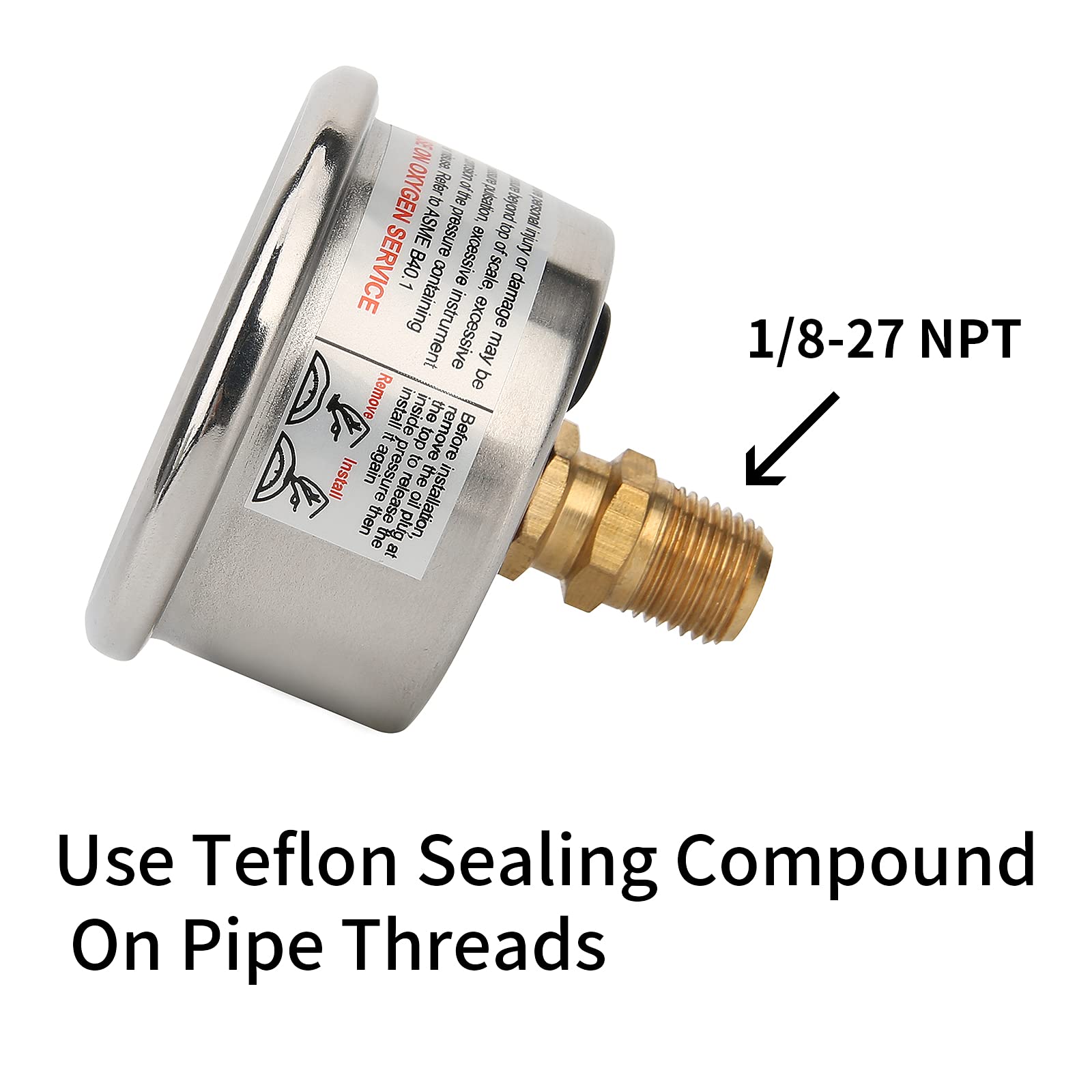 Solimeta 1.5' Dial Size, Oil Filled, Fuel Pressure Gauge 1/8 Npt, Inline Fuel Pressure Gauge, Automotive Replacement Fuel Pressure Gauge, 304 Stainless Steel Case, 0-15Psi, -3-2-3%