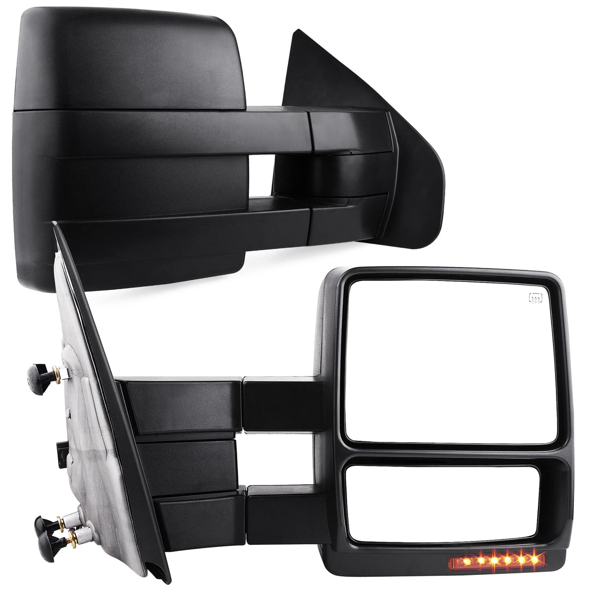 Yitamotor Towing Mirrors Compatible With Ford F150 Power Heated With Led Signal And Puddle Light Tow Mirrors (Pair Set), Replace