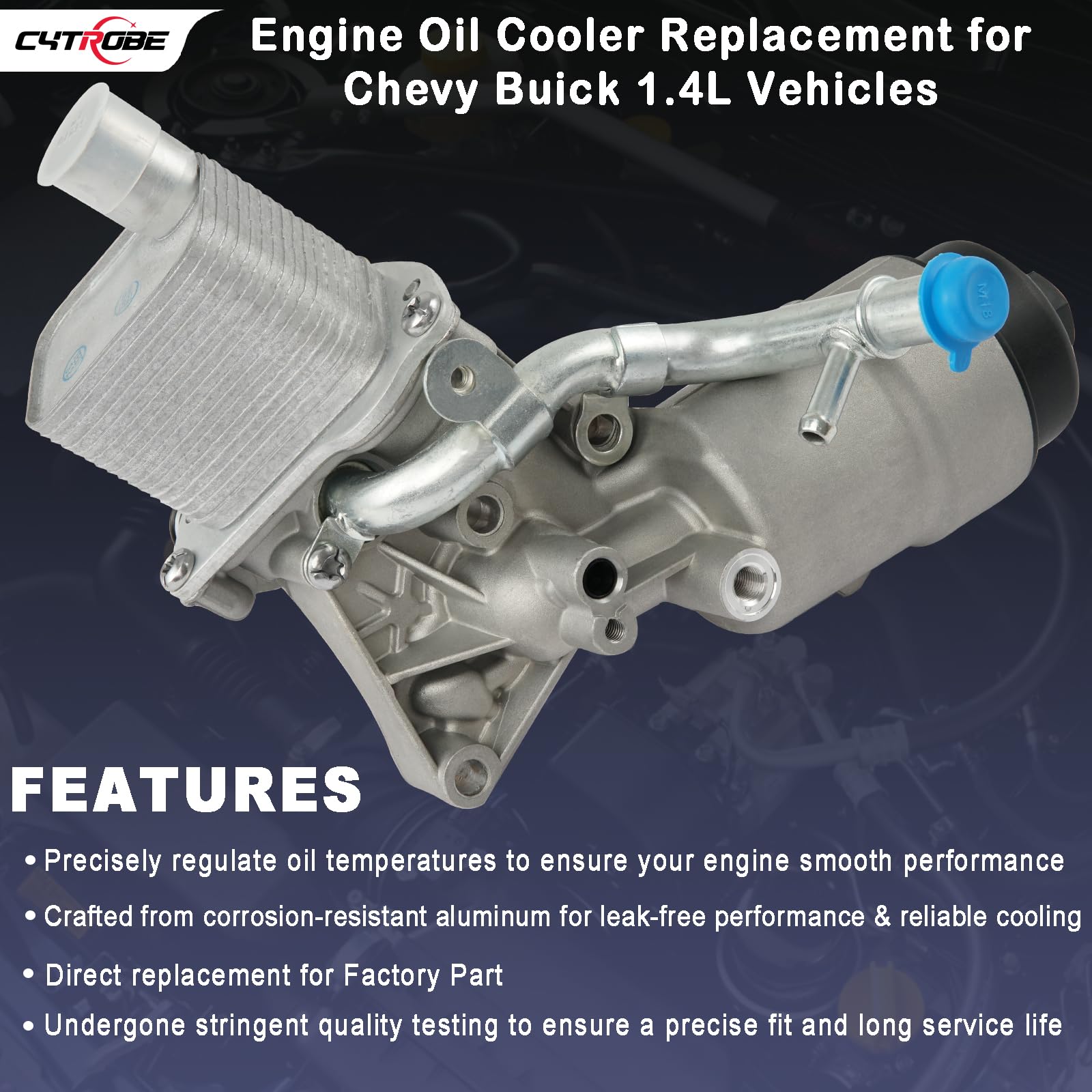 Engine Oil Cooler Filter Housing Assembly Adapter with Gasket, Filter Insert, Cap Compatible with 2011-2021 Chevy Cruze Sonic Tr