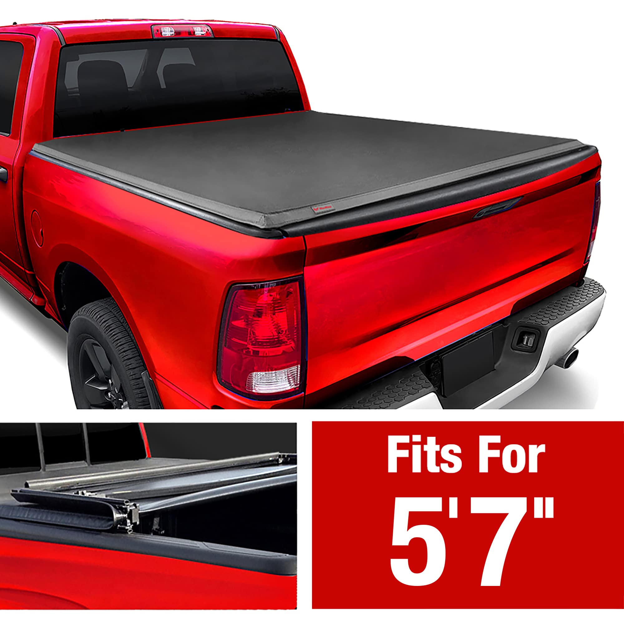 Maxmate Soft Quad-Fold Truck Bed Tonneau Cover Compatible With 2009-2018 Dodge Ram 1500; 2019-2024 Classic | 5'7'' (67'') Bed |