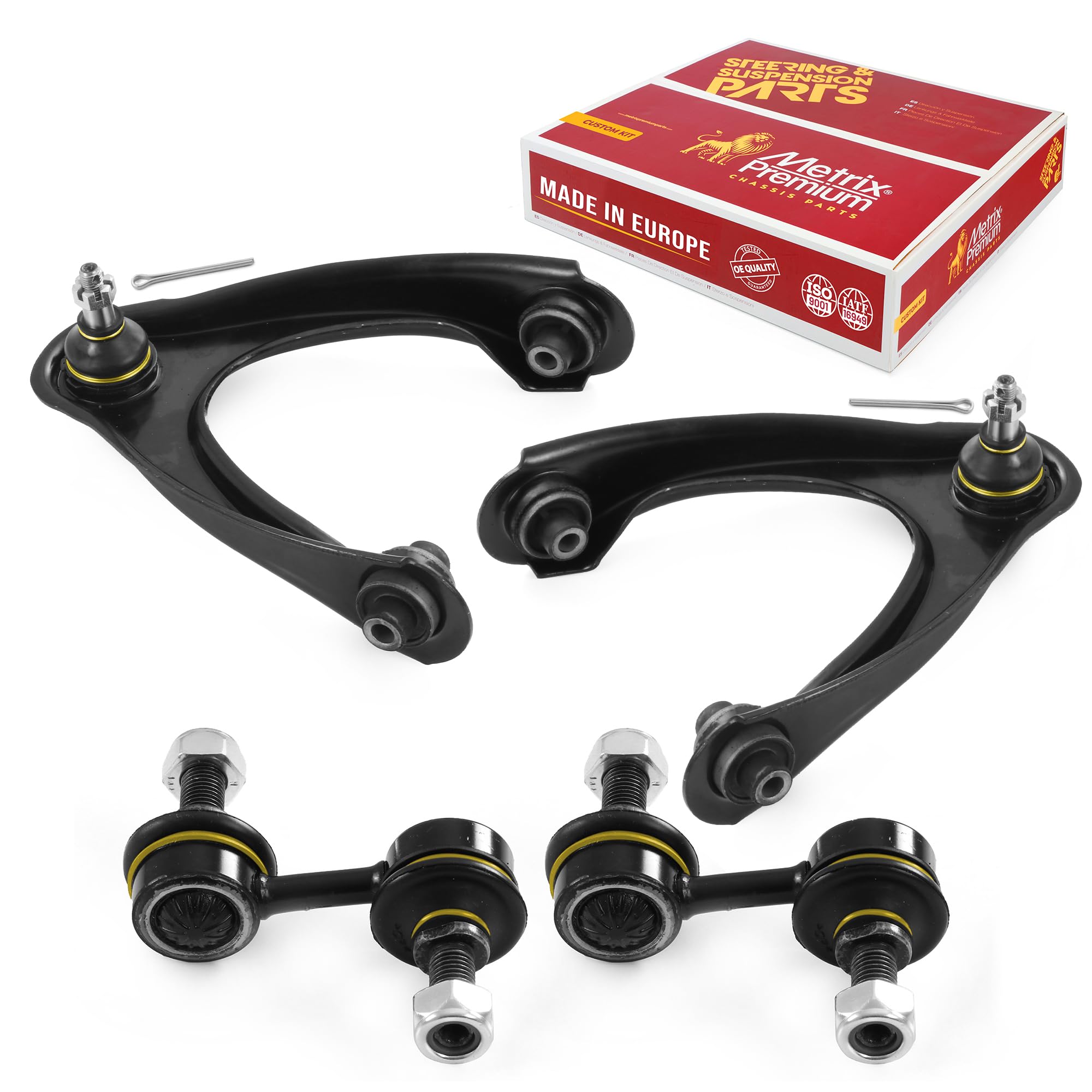 Metrix Premium Chassis Parts - 4 Pc Front L/R Upper Control Arm & Front Sway Bar Stabilizer End Link Kit Fits 1999-2000 Honda Ci