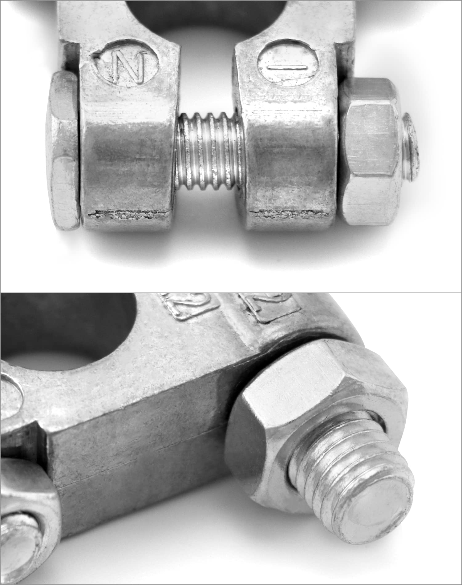 QWORK Military Spec Battery Terminals, 4 Pairs Negative and Positive Top Post Battery Connector for Marine Vehicles, Boats, RVs