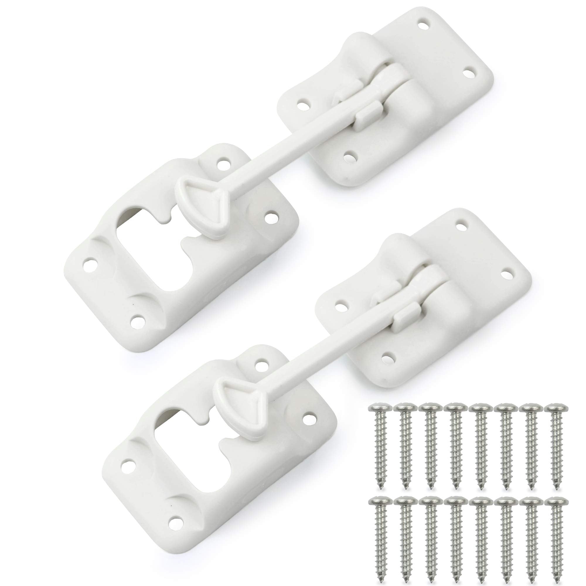 Leisure Coachworks 2-Pack White RV T-Style Door Holder Catch 4 2 Pack for Latch Holder Camper Trailer Cargo Hatch (White, 4 