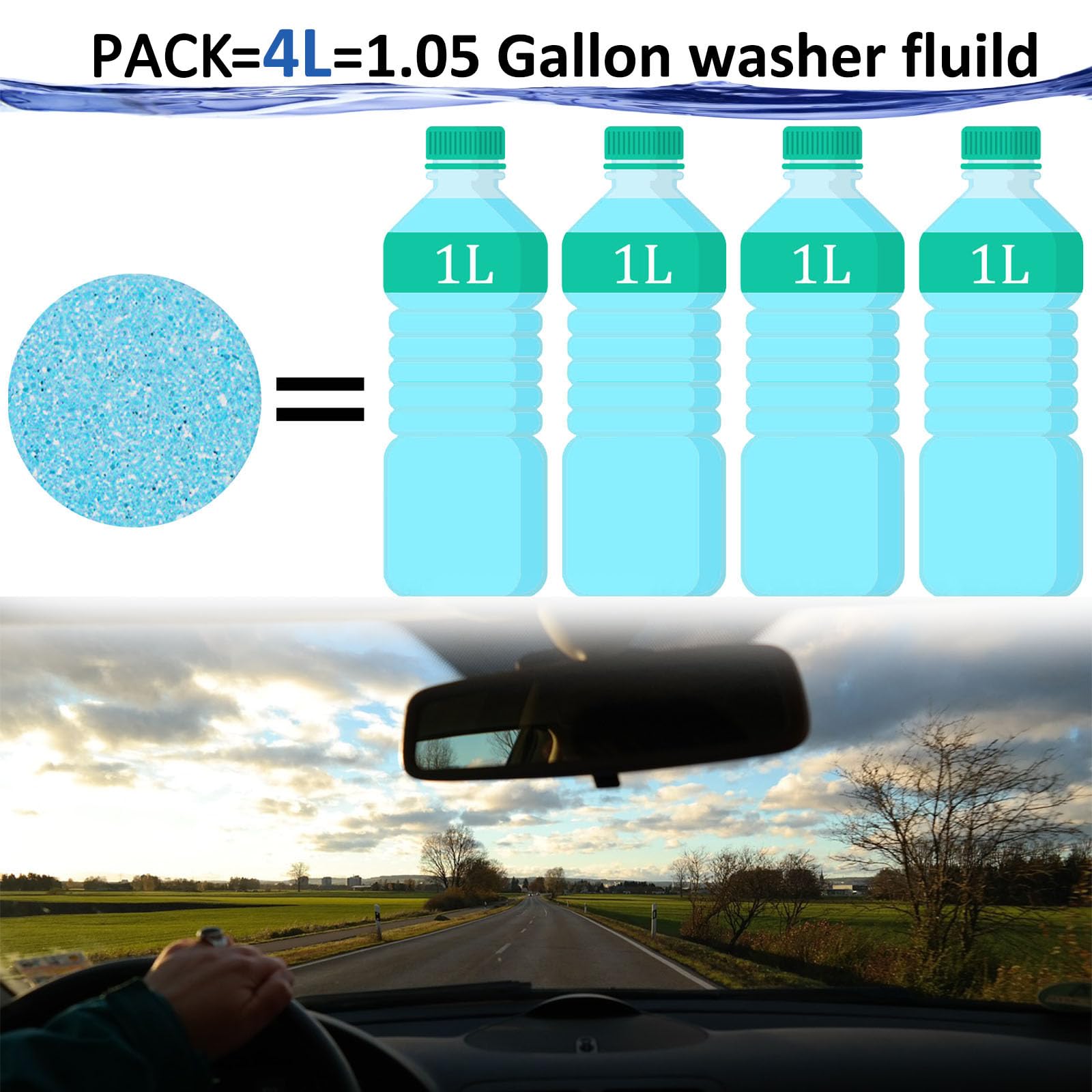 Beieverluck 400 Pieces Car Windshield Washer Fluid Concentrated Tablets Solid Windshield Effervescent Wiper Tablet For Car Room