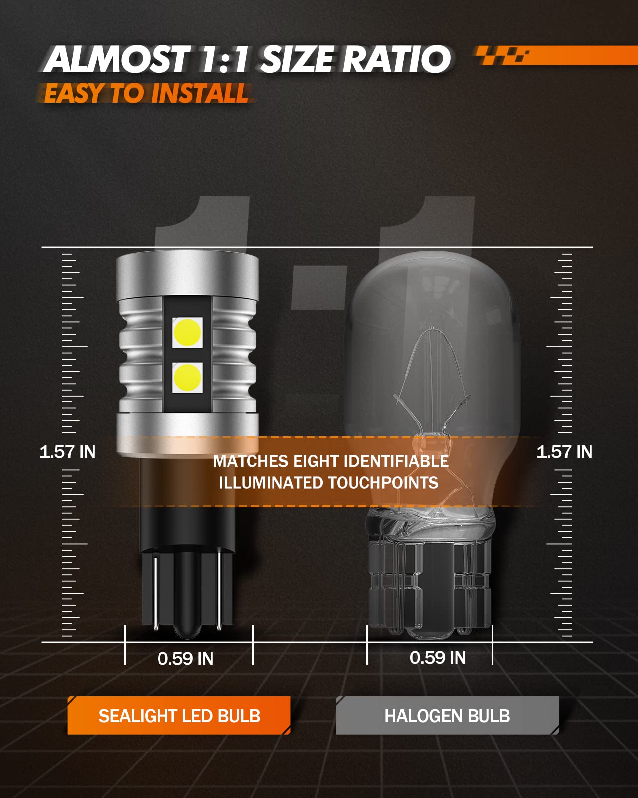 SEALIGHT 921 912 LED Reverse Lights, T15 LED Bulbs 1000LM Super Bright Xenon White Light 906 902 Backup Lights, Reverse Lights,