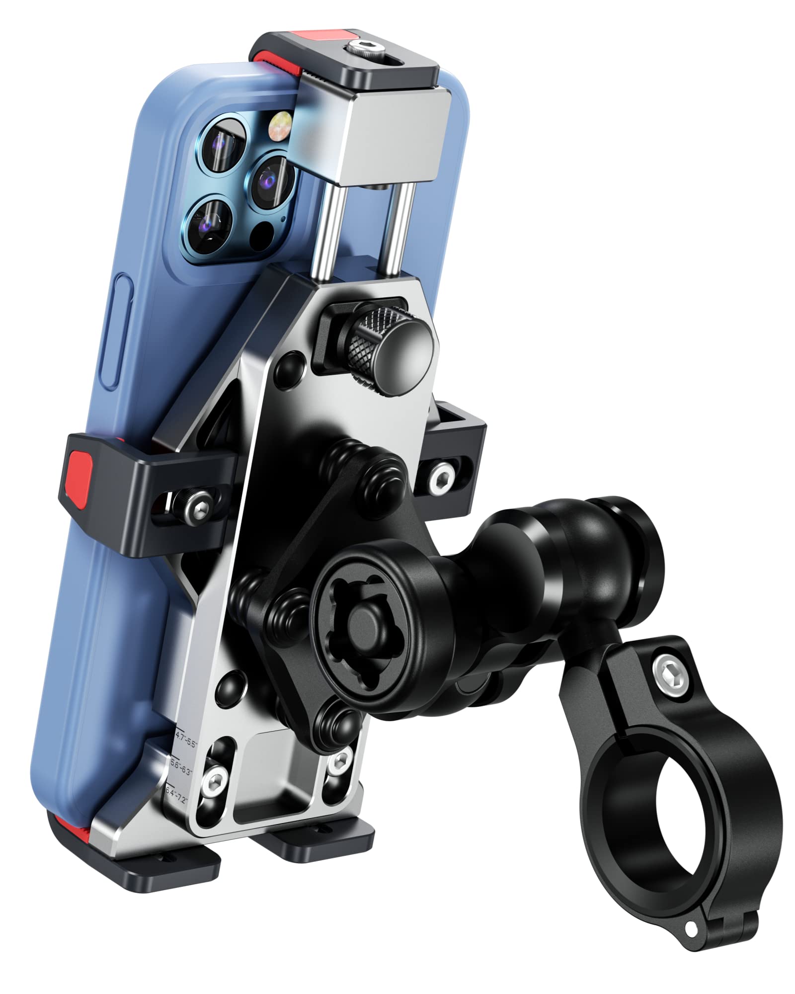 BRCOVAN Motorcycle Phone Mount with Vibration Dampener & Secure Lock, Solid Aluminum Alloy, Anti-Theft Handlebar Cellphone Holde