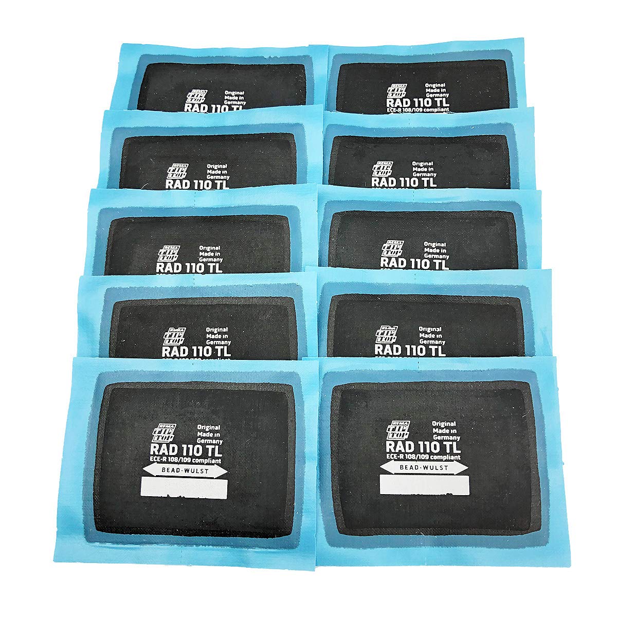 Rema Tip Top Rad110 Radial Tire Patches – 2” X 2-3/4” Self-Vulcanizing Flat Tire Universal Repair Patches – 10 Count