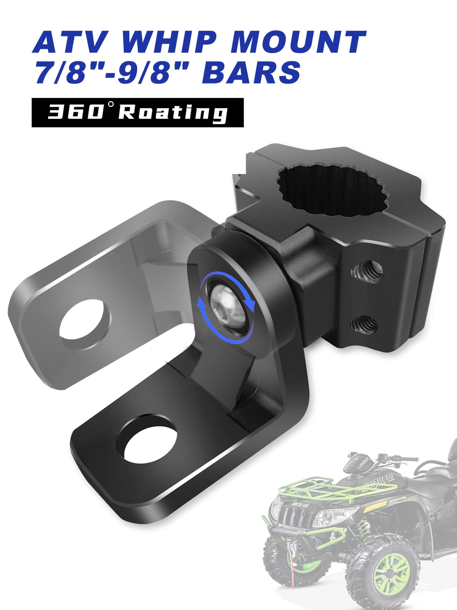 Zidiyoruo Whip Light Mounts For Atv, Quad Atv Light Mounts Fit 0.875'', 1'', 1.125'' Rack Bars And Bandlebars, Adjustable Atv Mo