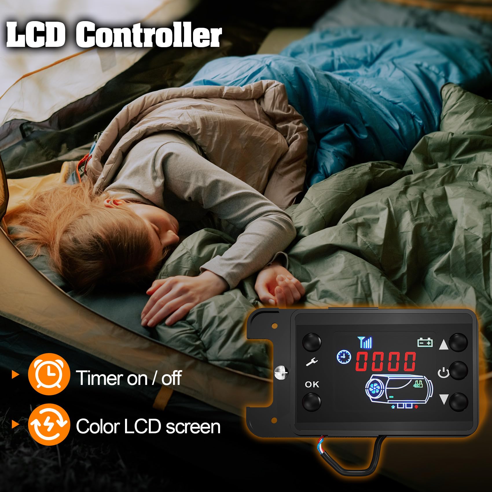 RONPOW 8KW Diesel Heater, 12V/24V All in One Portable Diesel Air Heaters with 5L Tank, Remote Control, LCD Display and Silencer