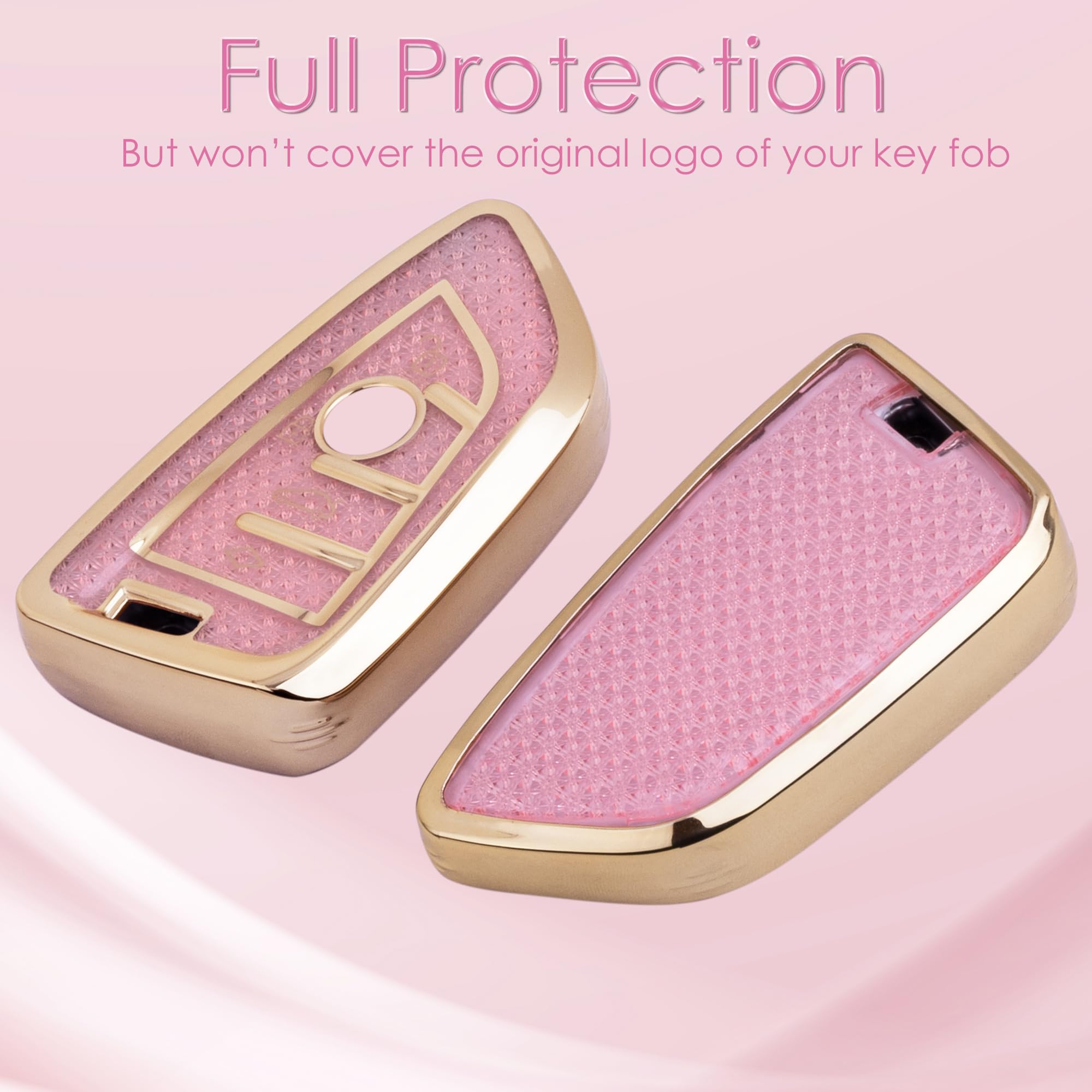 Meruns Compatiable with BMW key fob cover with Diamond Bling Keychain, Car Accessories Key holder Shell Compatiable with BMW X1