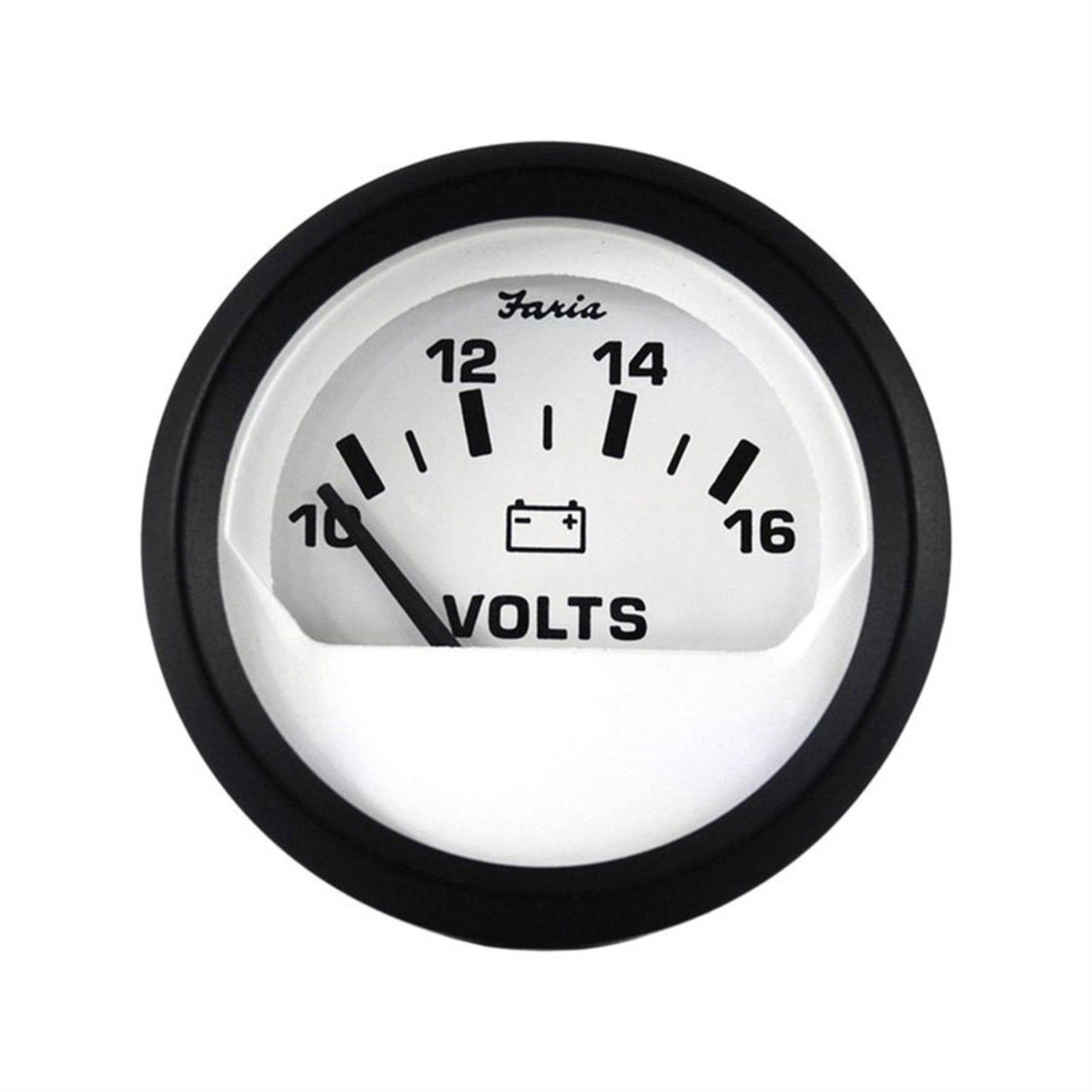 Faria 12911 Euro Voltmeter (10-16 Vdc) - 2'', White