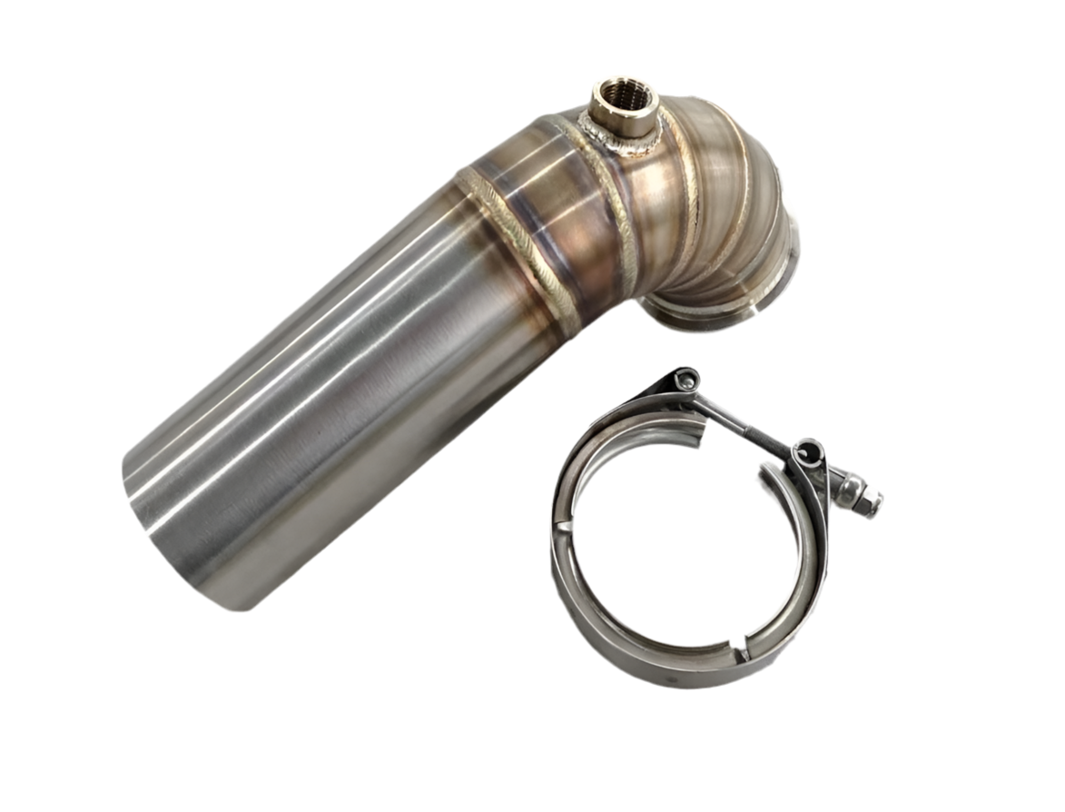 SPDZ1 3" V-Band 90° Turbo Downpipe Elbow w/ O₂ Bung & Clamp – Stainless Steel Performance Exhaust (PRE ORDER LATE AUGUST)