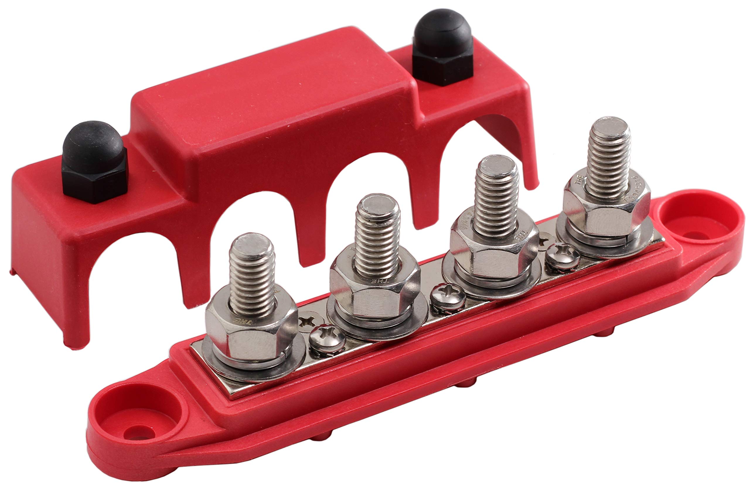 Fastronix 3/8'' 4 Stud Stainless Steel Power Distribution Block With Cover