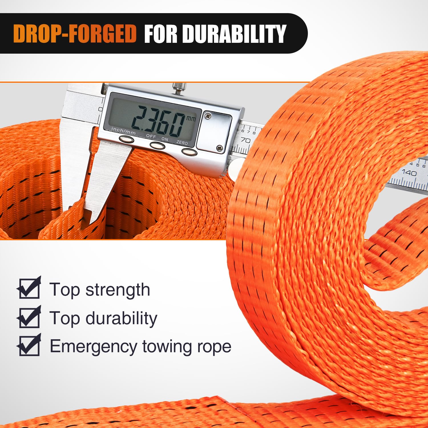 Nilight Tow Strap Heavy Duty with Safety Hooks 2   x20 10,000LBS Breaking Strength Towing Strap Rope for Trucks Vehicles Towing