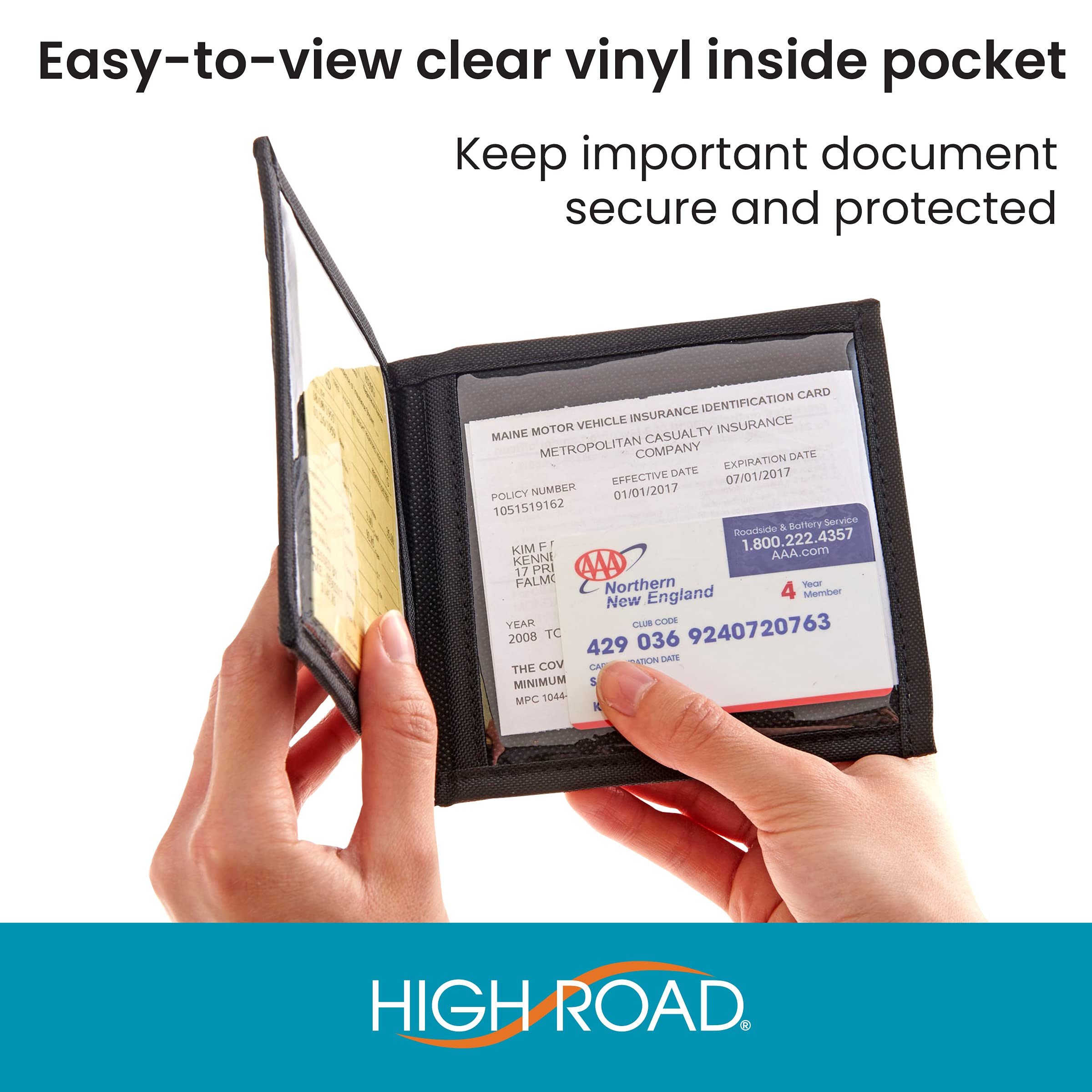 High Road Car Registration And Insurance Card Holder For Sun Visor, Glove Box Or Console With 2 Clear Hidden Car Document Pocket