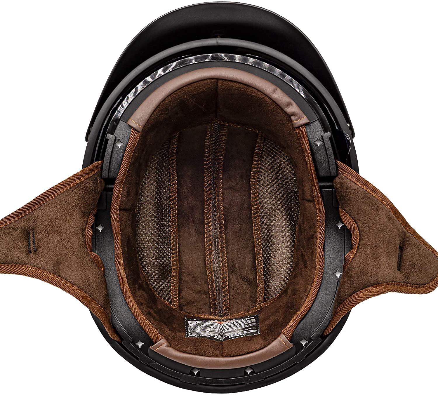 Vcan Cruiser Solid Gloss Black Half Face Motorcycle Helmet With Drop-Down Sun Visor, Removable Peak And Quick Release Buckle (Me