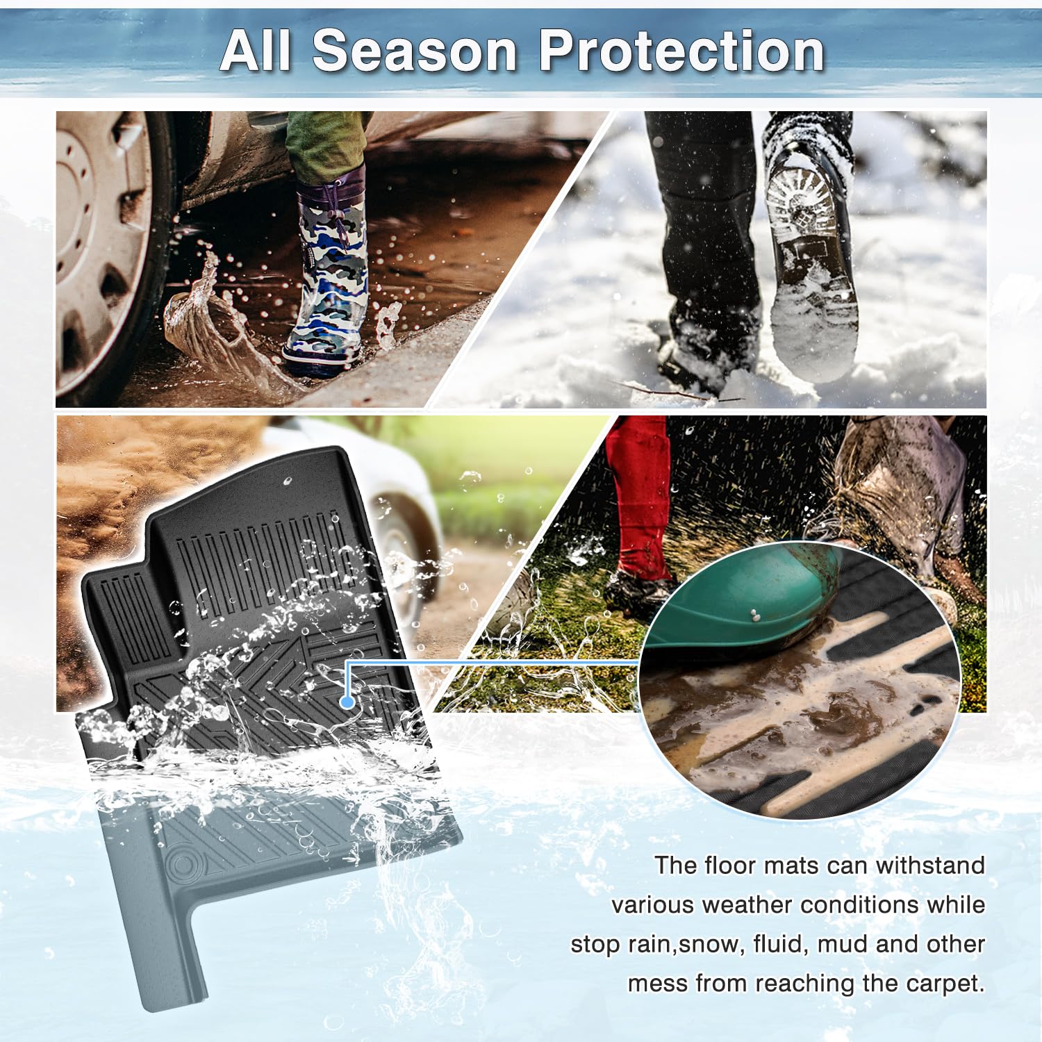 Mixsuper Floor Mats for 2022-2025 Nissan Pathfinder 7 Passenger, All Weather Floor Liners 1st & 2nd & 3rd Row Set Black