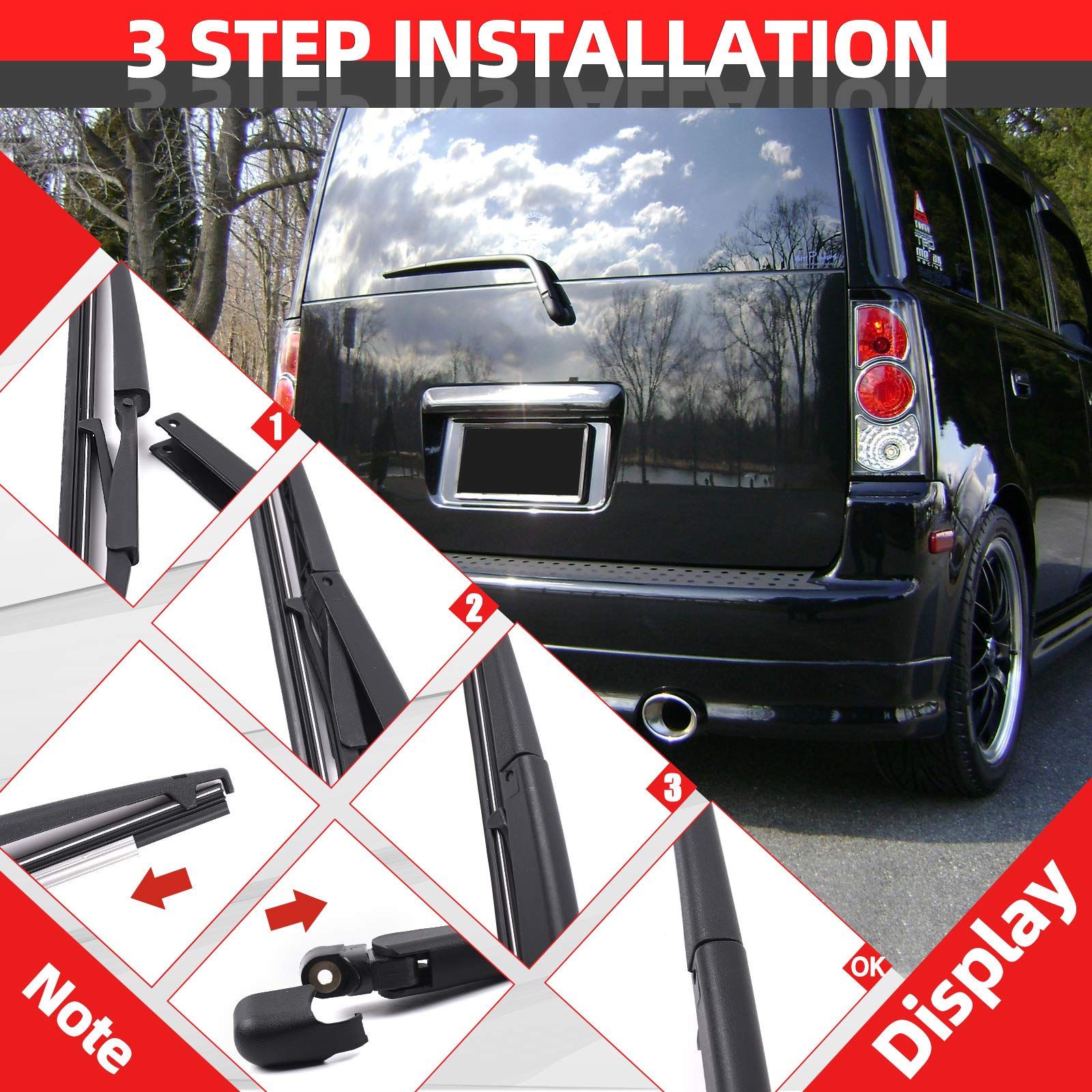 Replacement For Scion Xb 2004-2006, Rear Windshield Wiper Back Arm Blade Set - Otuayauto Factory Oem Style