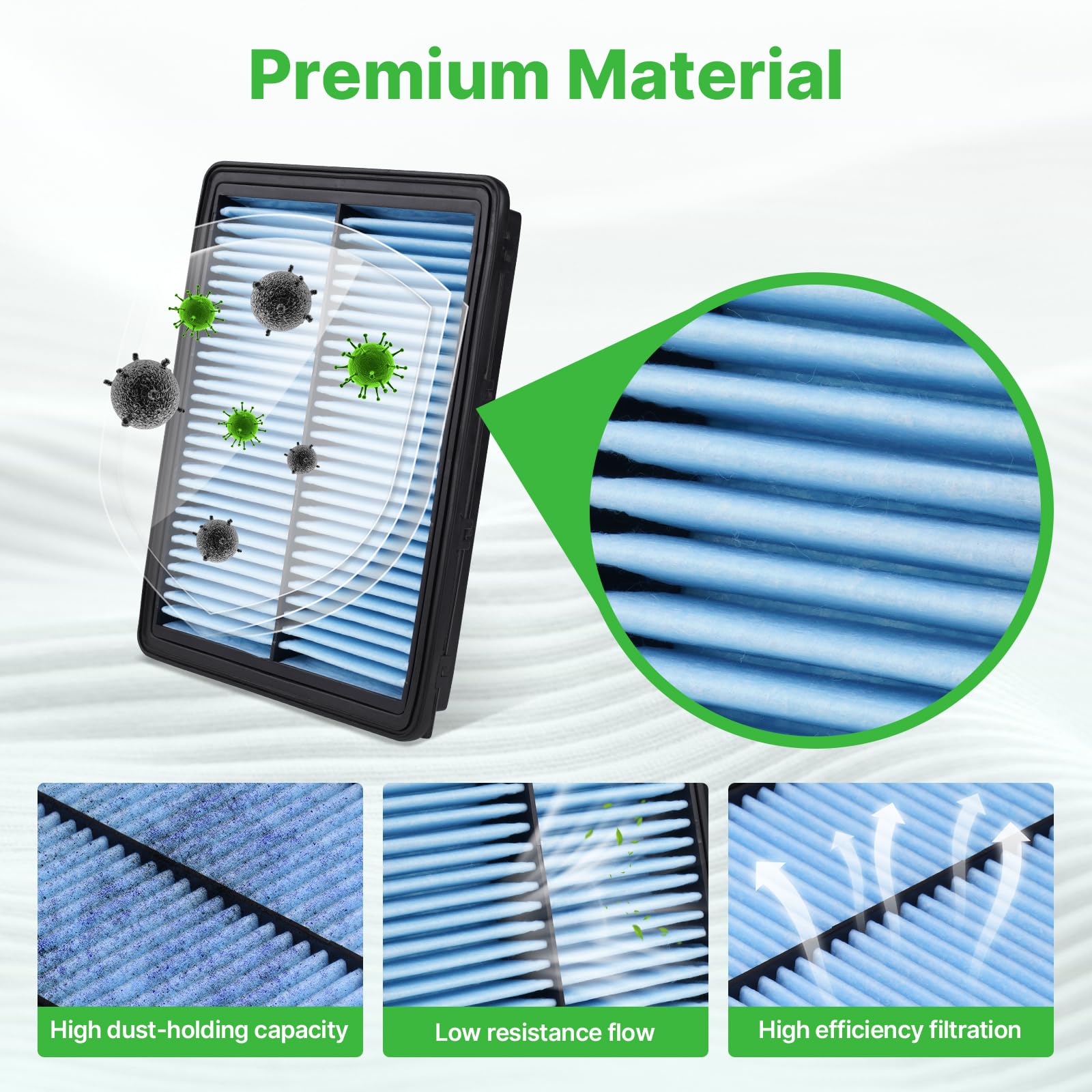 RVgolf 2PCS Engine Air Filter Fit for Sonata 2.0L Hybrid (16-19), Sonata 2.4L Gas (15-19), Optima 2.0L Hybrid (17-20), Optima 2.