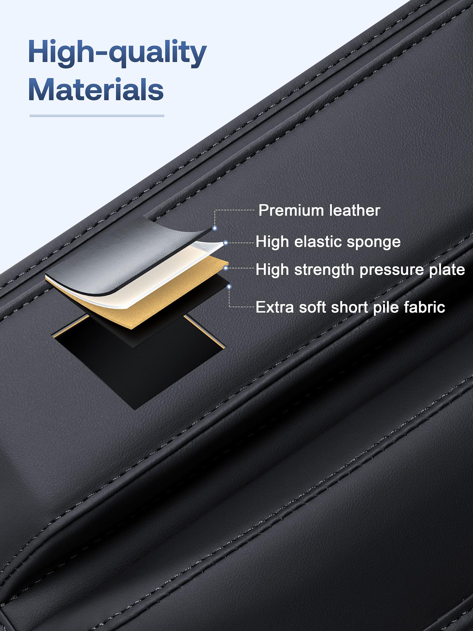 Owntow Universal Fit Car Gap Filler, Premium Leather Seat Gap Filler Organizer, Car Suv Truck Essentials (Black, 1 Pack)