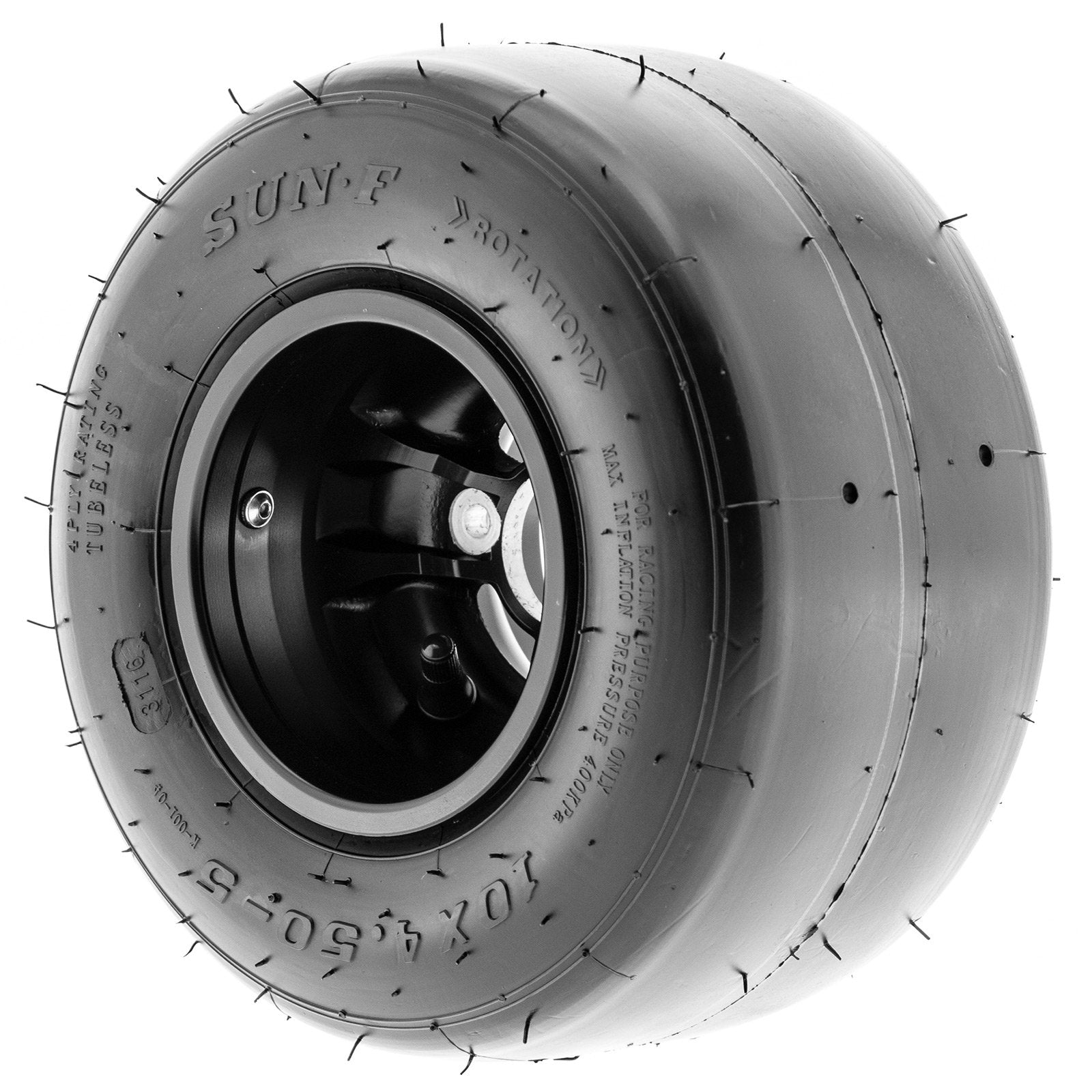 SunF Go-Kart & Kart-Racer Slick Tire 10x4.5.00-5, 4-Ply, Smooth Tread, Tubeless, Rim(s) NOT included