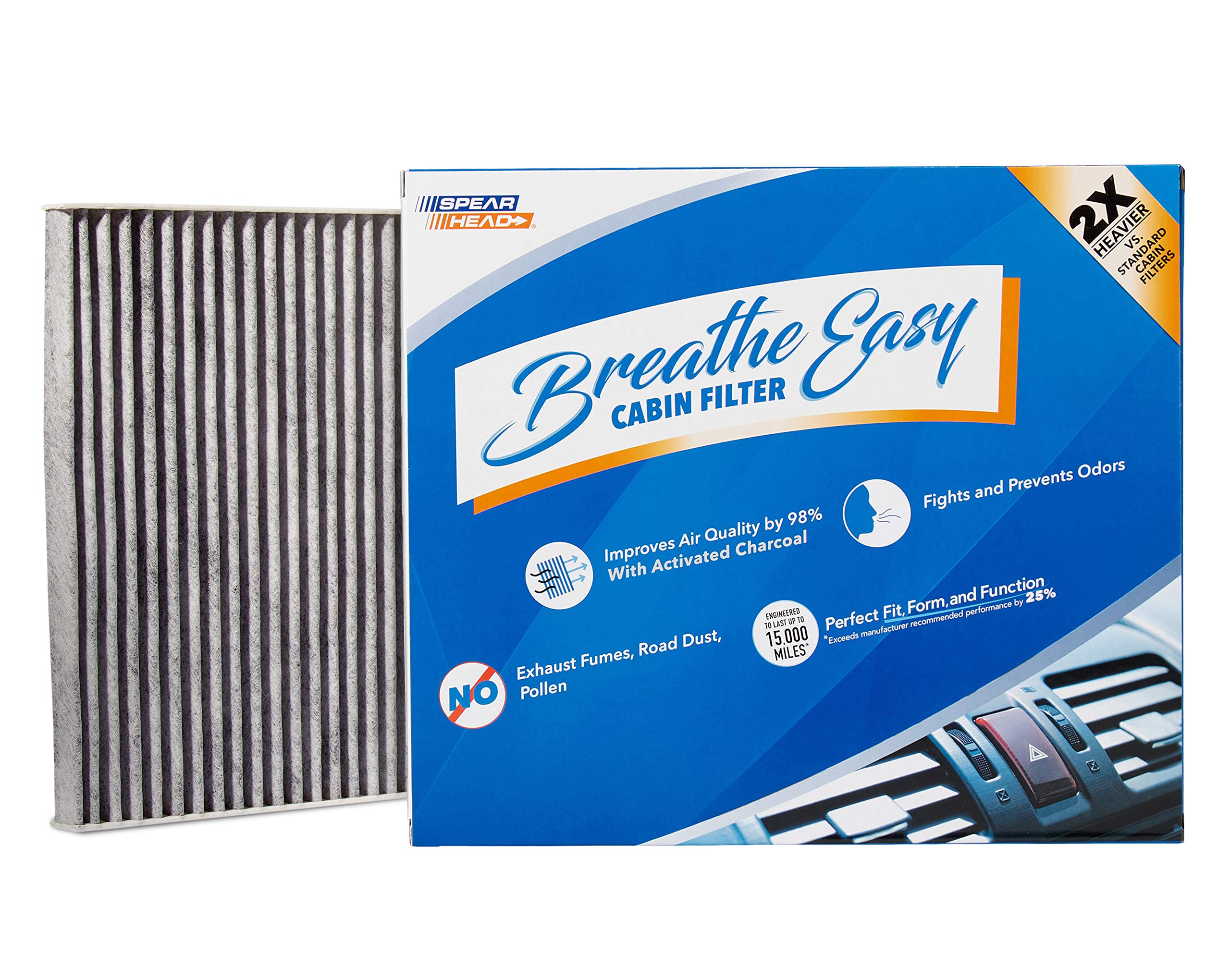 Spearhead Odor Defense Breathe Easy Ac & Heater Cabin Filter | Fits 2002-08 Corolla, 2003-08 Matrix Like Oem | Up To 25% Longer