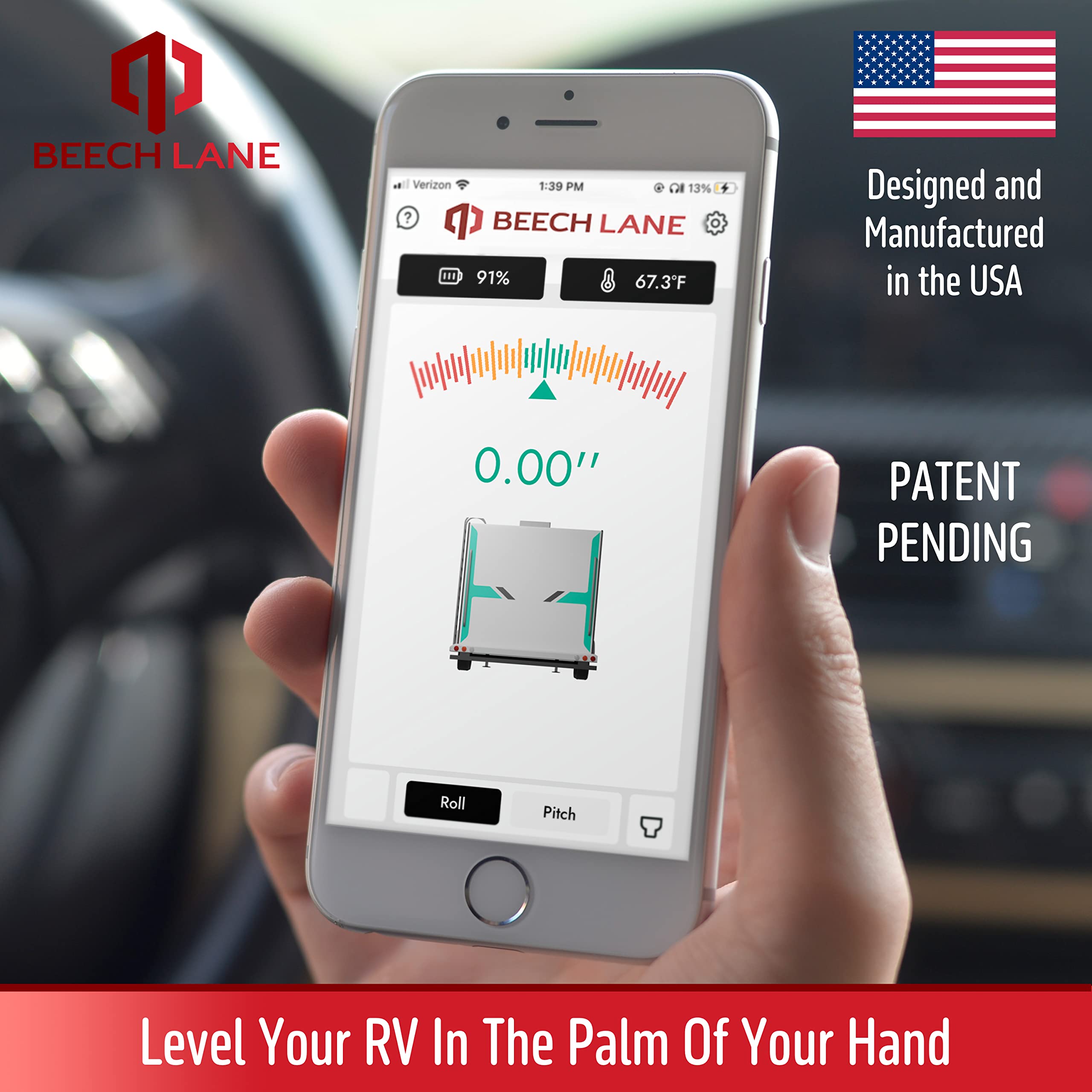 Beech Lane Wireless Rv Leveling System, Made In The Usa, User-Friendly Phone App With Real-Time Precise Leveling Measurements, A