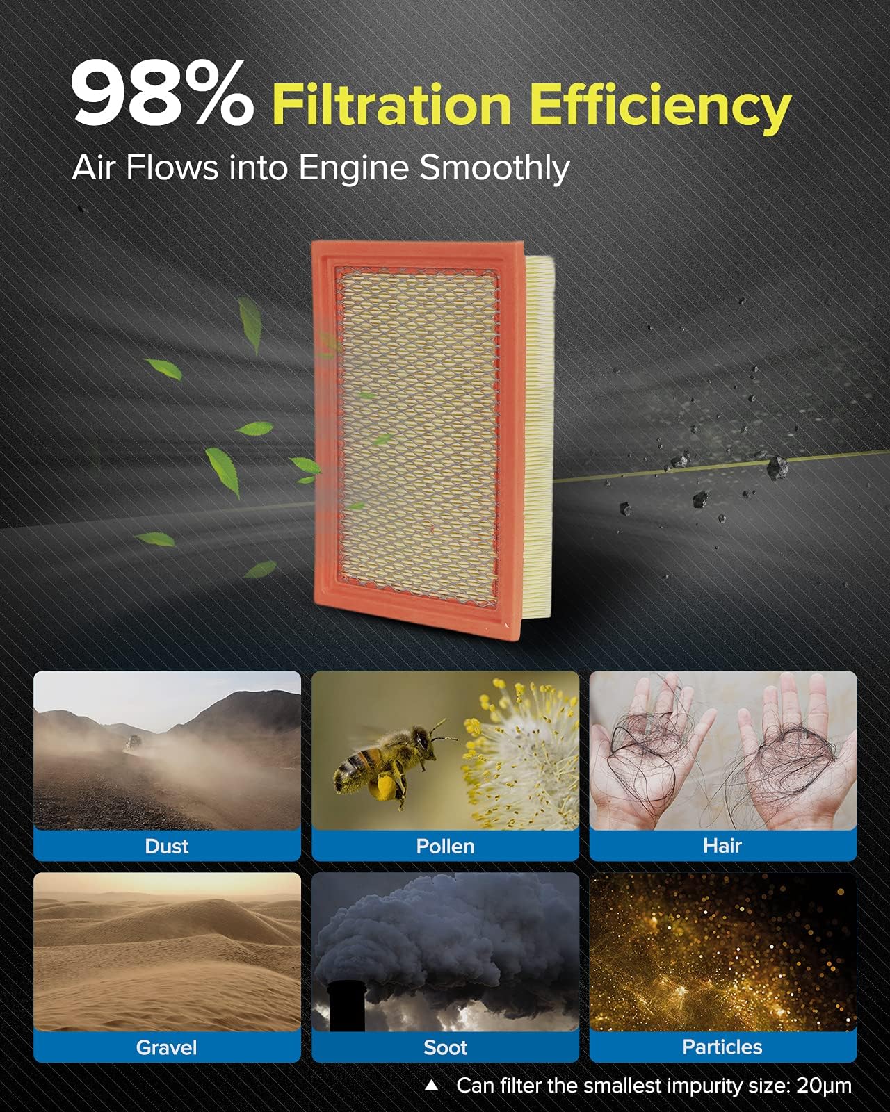 Philtop Engine Air Filter Ca8997 Replacement For Ford Escape 2001-2012, Taurus 2000-2007 & Mercury Mariner 2005-2011, Sable 2000