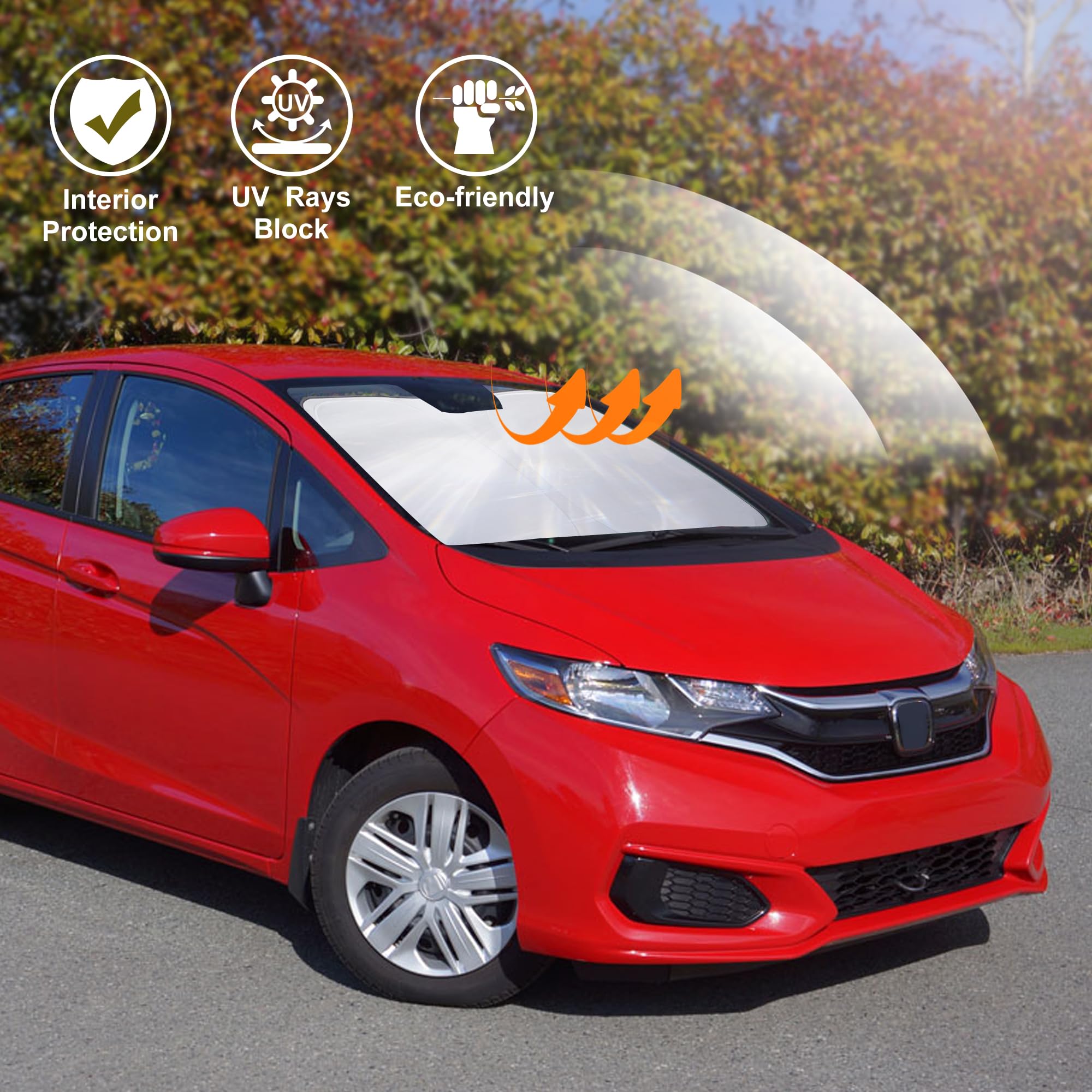 Windshield Sun Shade Compatible With Honda Fit 2015-2020 Accessories Custom Fit Sunshade Foldable Front Sun Visor Protector Bloc