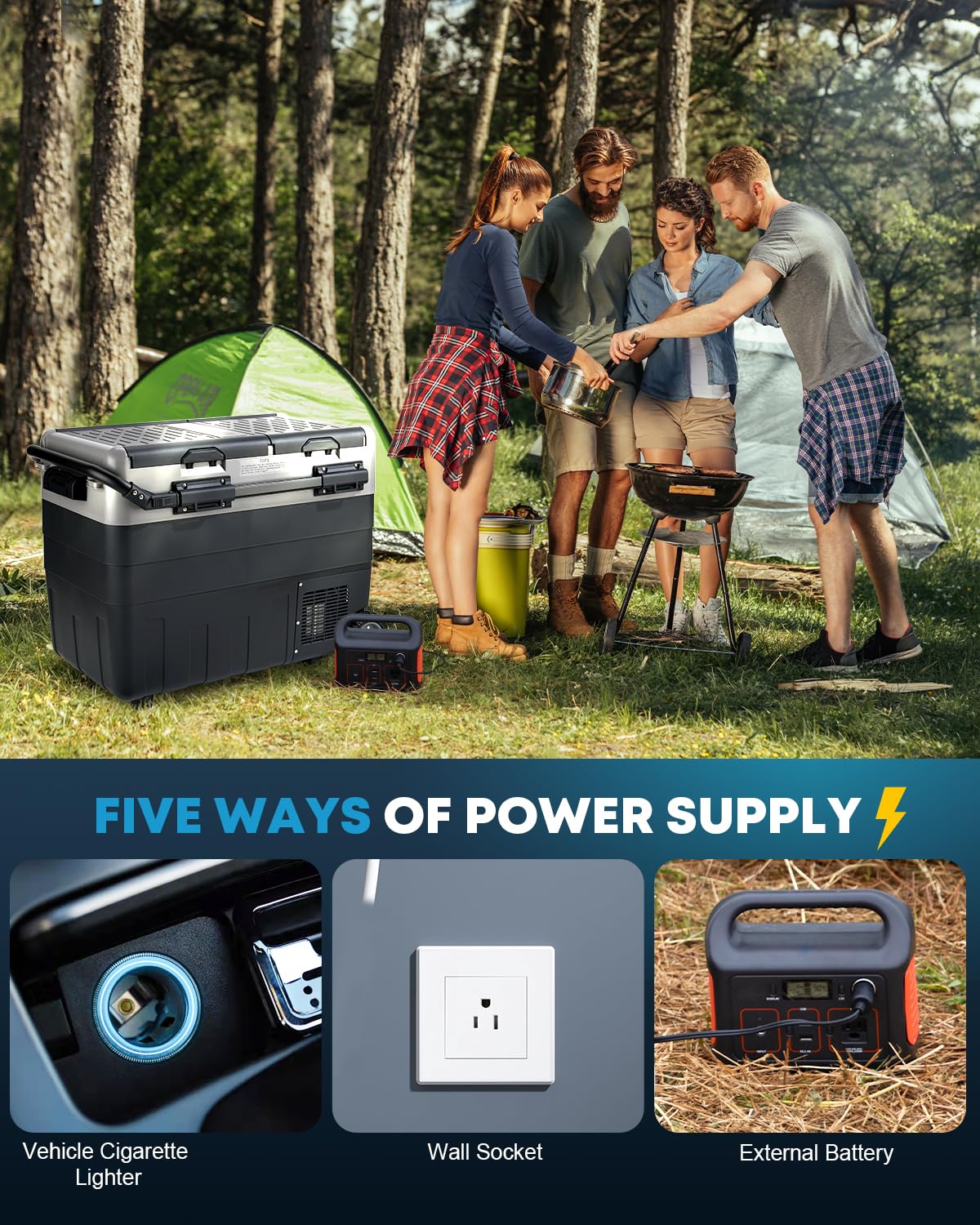 Kohree 12V Car Refrigerator, 53 Quart (50L) Portable Refrigerator, Dual Zone -4?-68? Car Fridge Portable Freezer 12/24V Dc And 1