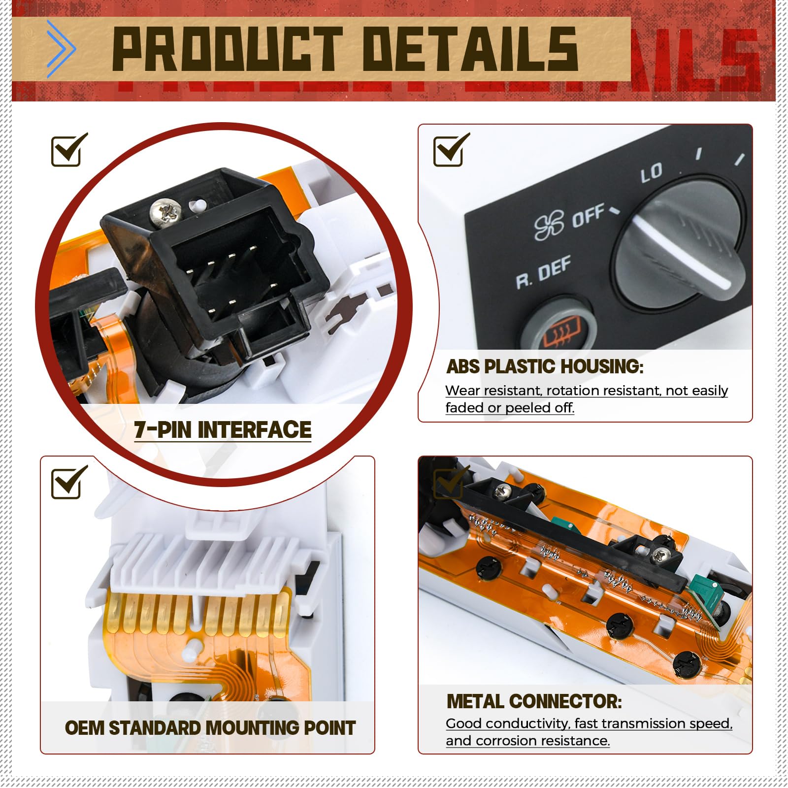 599-006 Heater Climate Control Panel Module A/C Climate Control Module with Rear Window Defogger Switch Compatible with Chevy Su