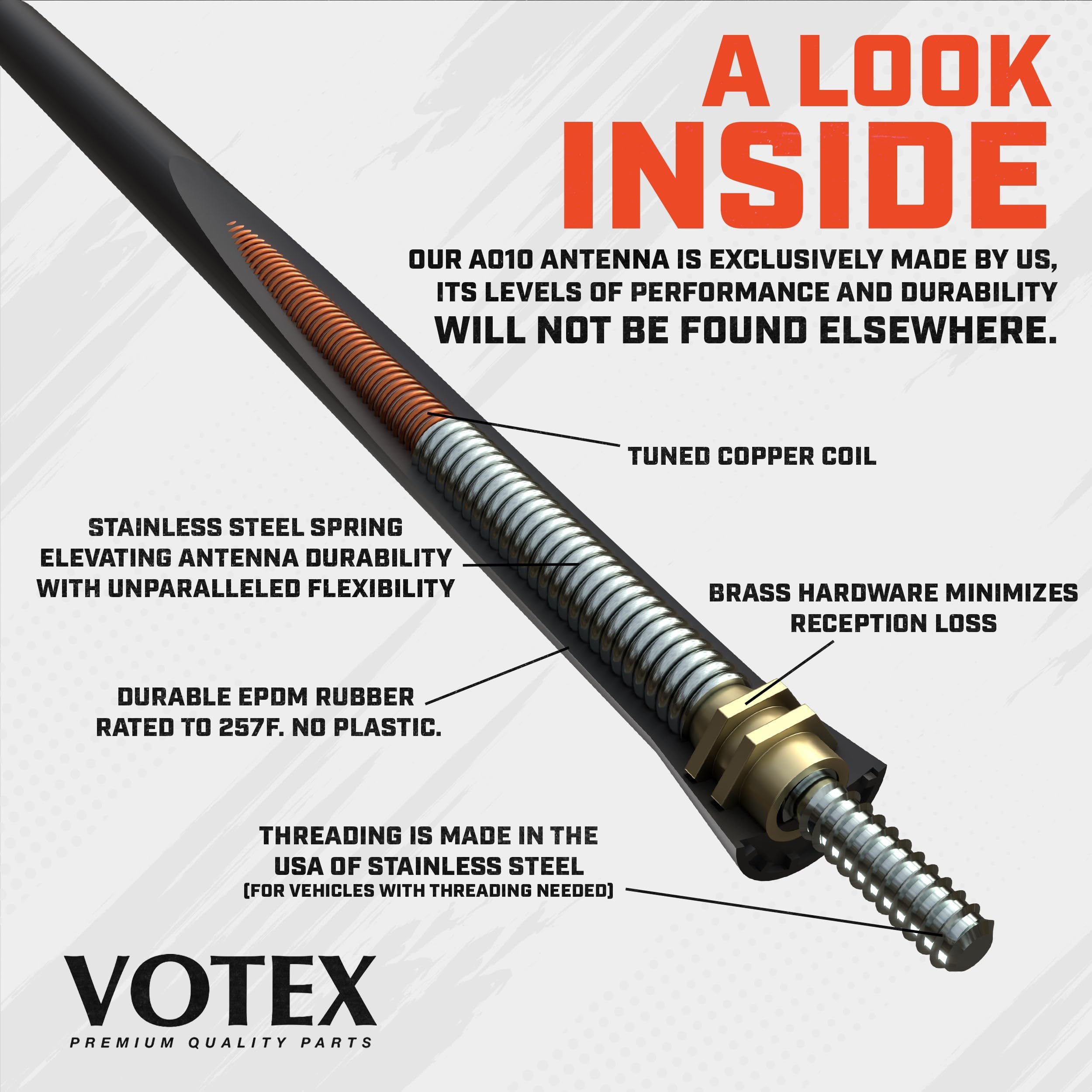 Antennamastsrus - Short Rubber Antenna Fits Dodge Ram Truck 1500 (2009-2024) - Usa Stainless Steel Threading - The Original 6 3/4 Inch Accessories - Car Wash Proof - Internal Copper Coil