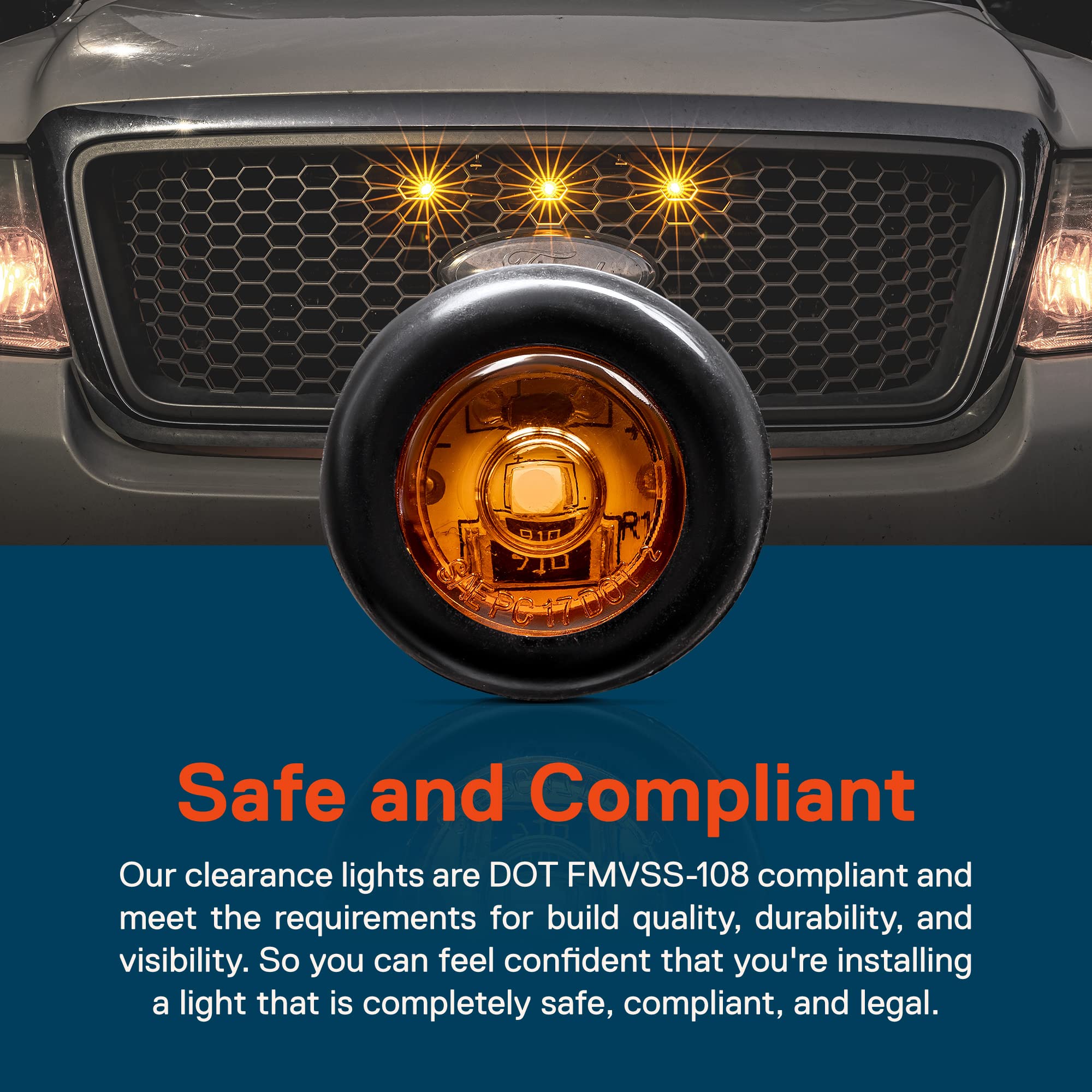 TRUE MODS 8pc 3/4' Round Amber Trailer LED Marker Light [DOT FMVSS 108] [SAE P2PC] [Semi-Spherical Output] [IP67 Waterproof] [Bullet Style] Round Clearance Marker Lights for Trailer Truck