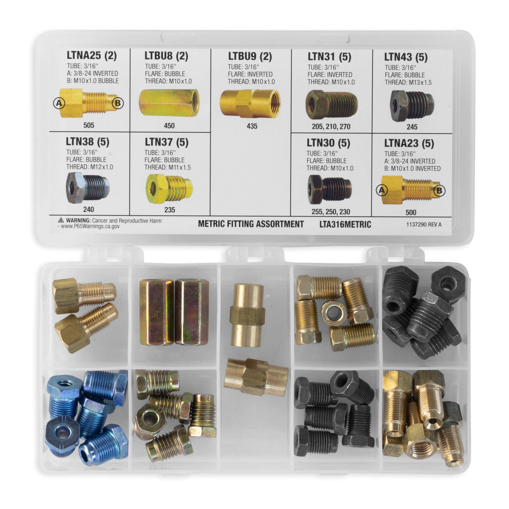 4Lifetimelines- 3/16'' Metric Fitting Assortment Kit, Tube Nut, Union, Adapter, 9 Popular Skus, 36 Pieces, 25 Tube Nuts, 4 Union