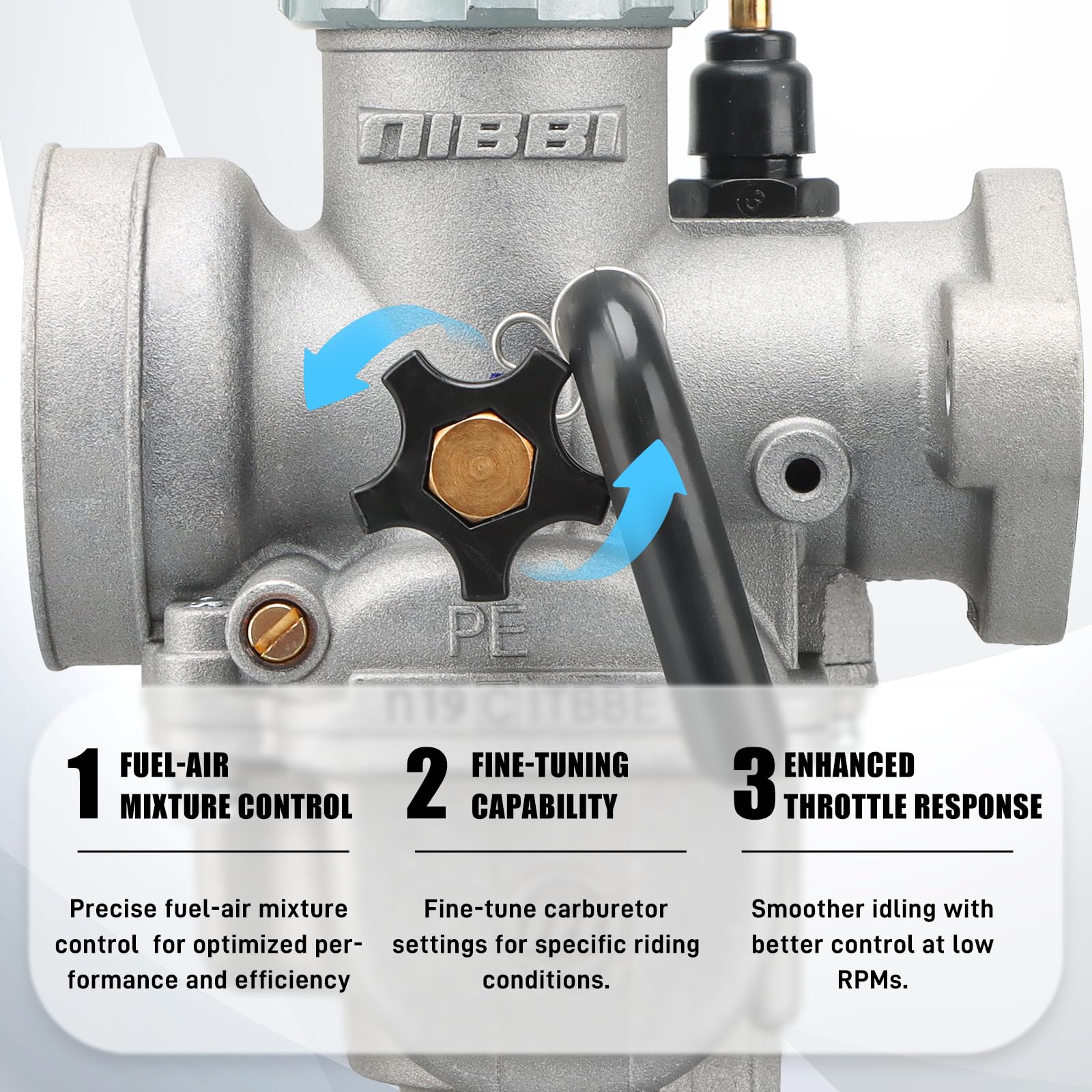 NIBBI PE24mm Carburetor for 140cc-150cc Flange Motorcycle Engine Carburetor with Carb Jets for Dirt Bike Mini Bike Yamaha Kawasa